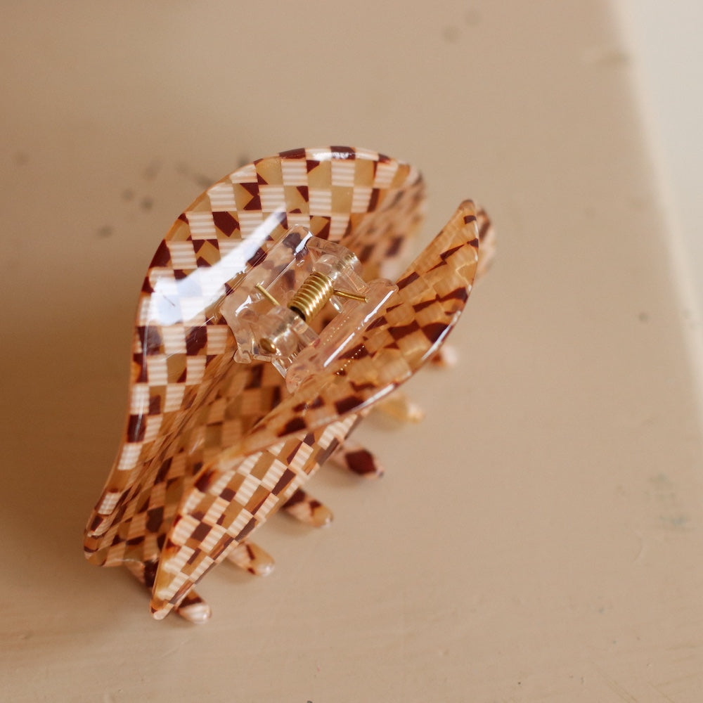 Dune Clips | Acetate Brown Checkered Clip