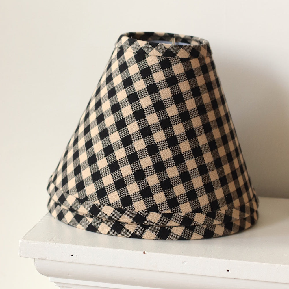 Lamp Shade, 10" Black Buffalo Check, clip on