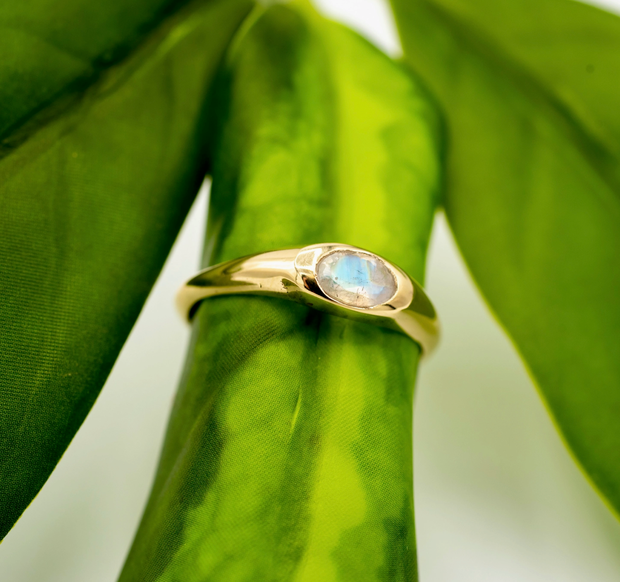 Baizaar | Moonstone Signet Ring, Brass