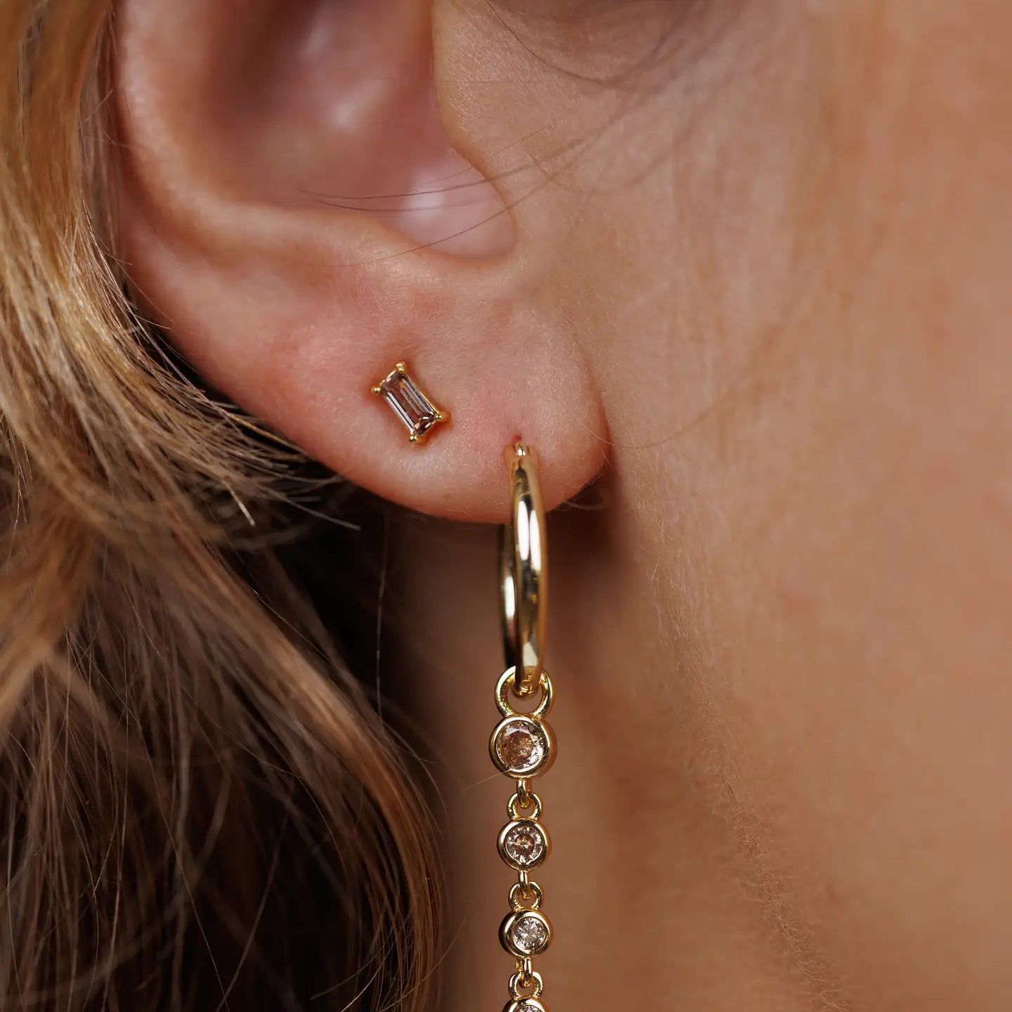 Jax Kelly | Baguette Coffee Gold Earrings