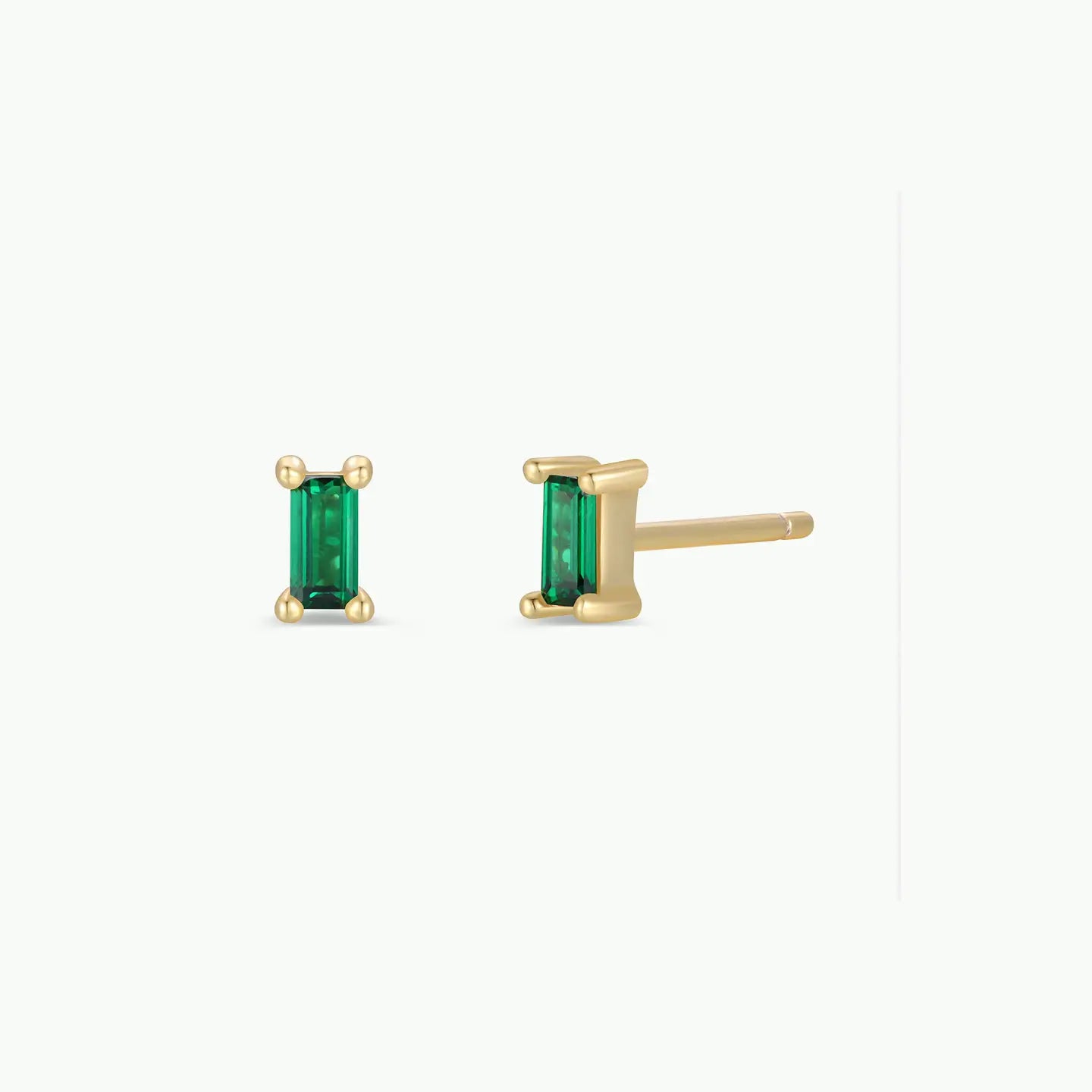 Jax Kelly | Baguette Emerald Gold Earrings