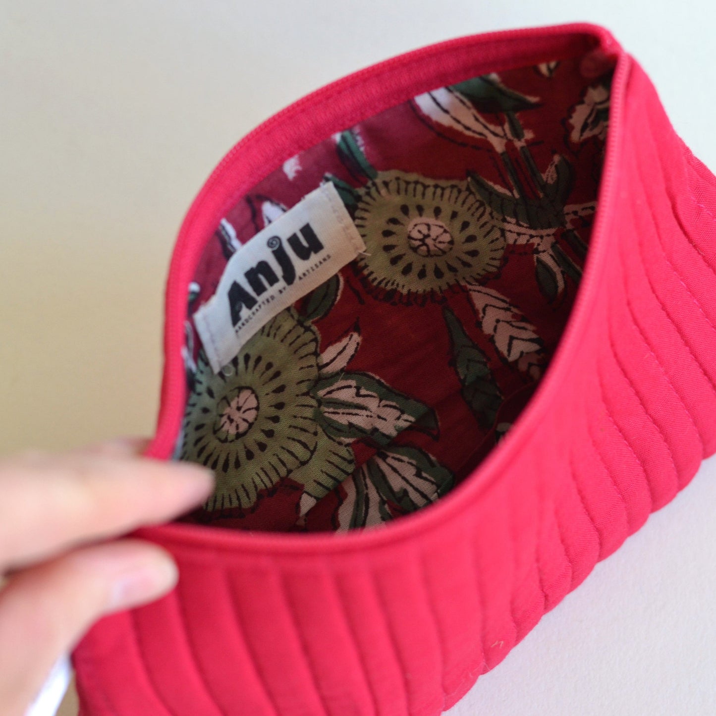 Anju | Quilted Cotton Travel Pouch, Fuscia