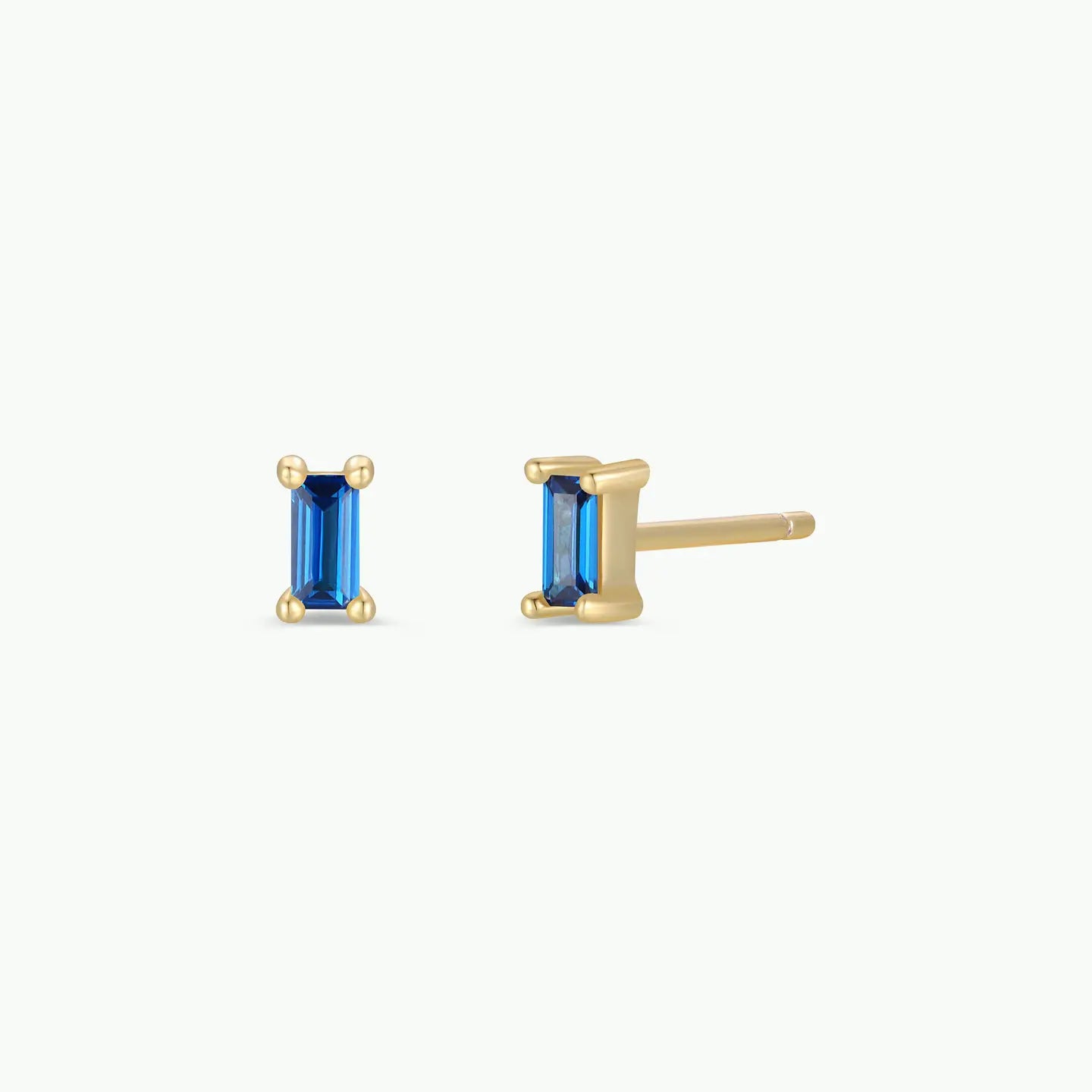 Jax Kelly | Baguette Sapphire Gold Earrings