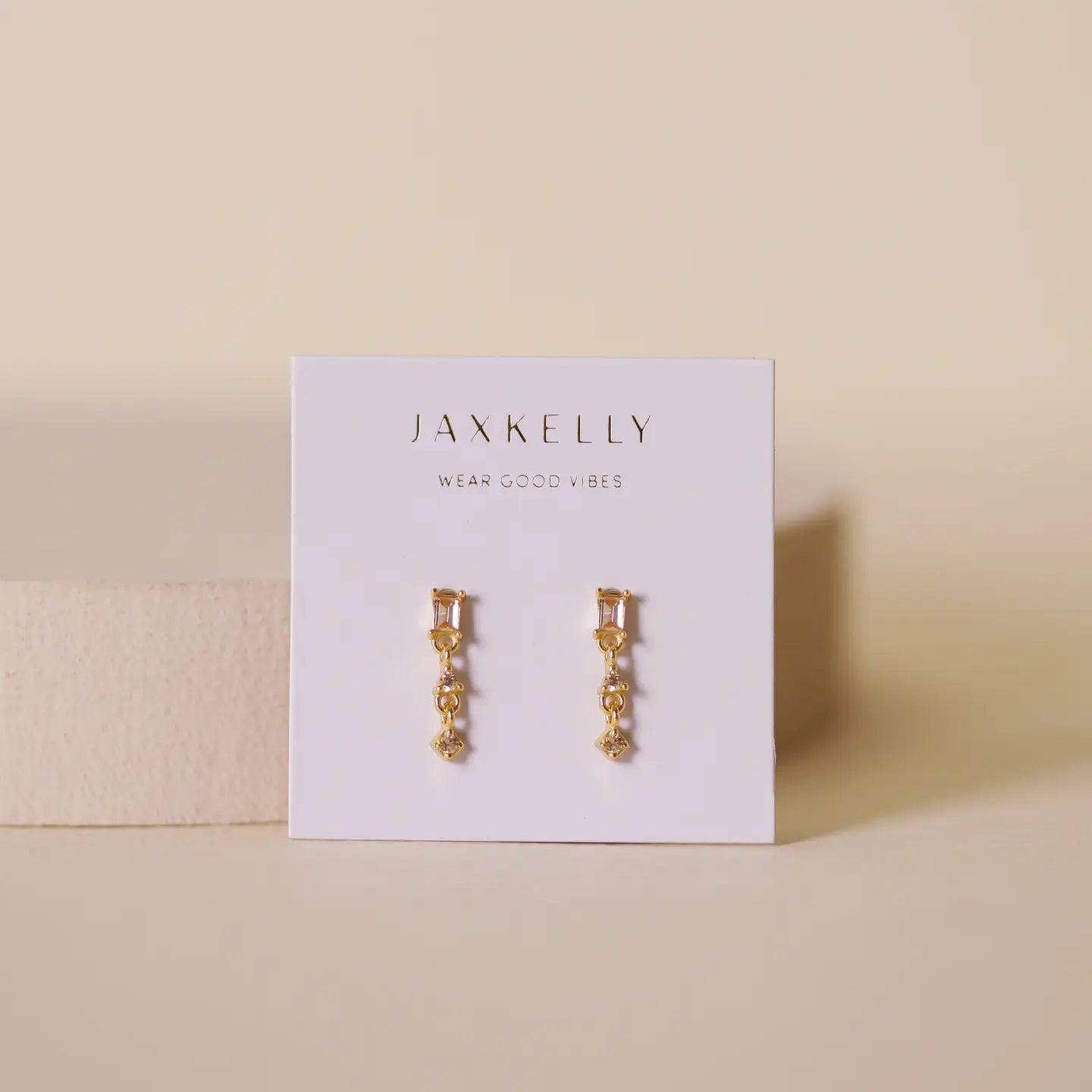 Jax Kelly - Mini Blush Baguette Drop Earrings