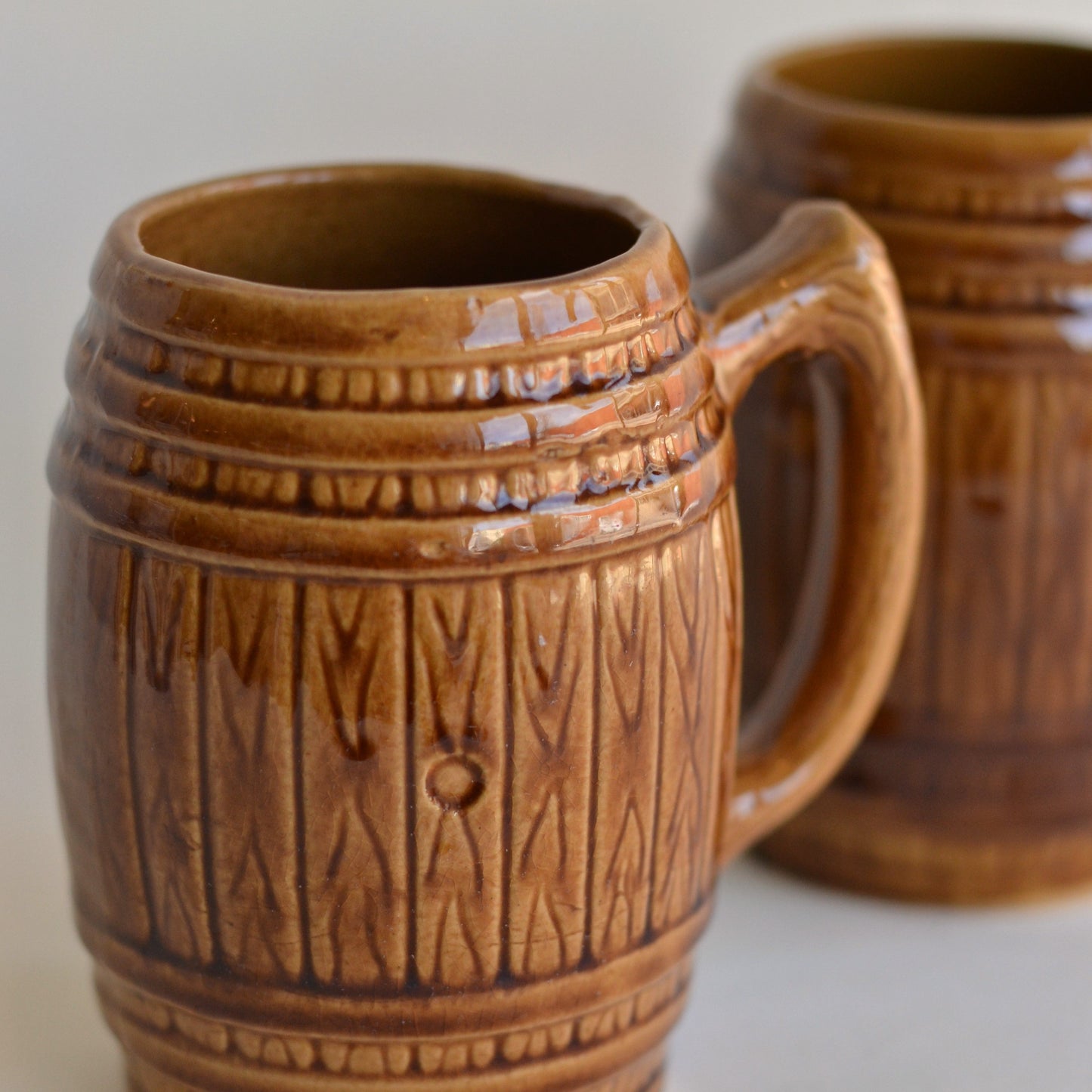 Ceramic Barrel Mugs, Set of 2