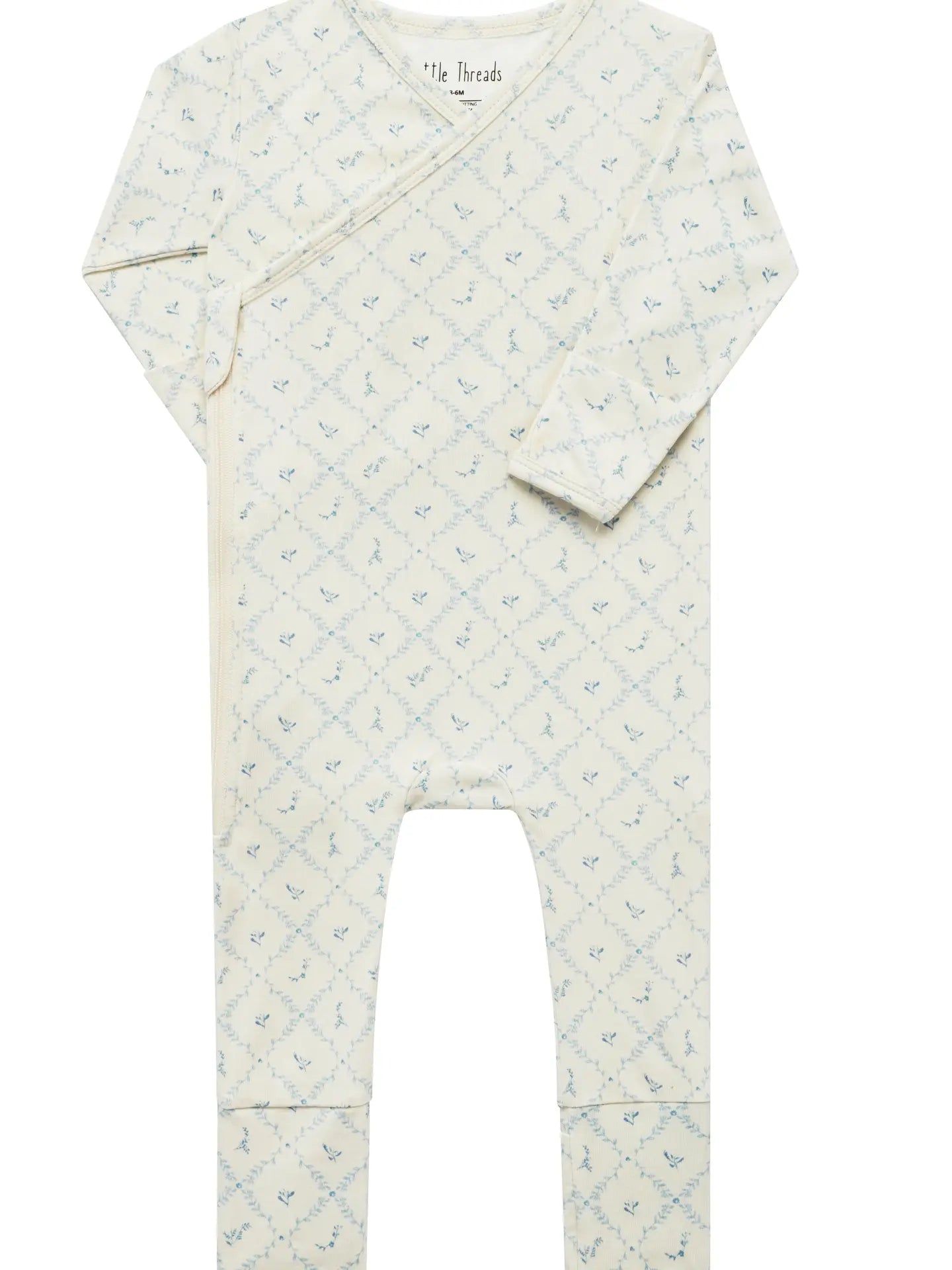 Little Threads | Blue Lattice Bamboo Wrap Footie