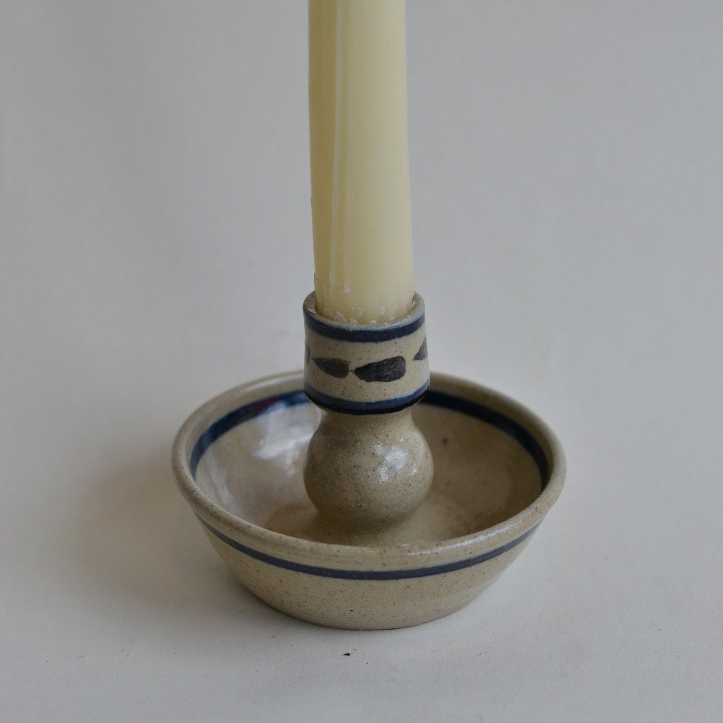Ceramic Taper Candle Holder, Blue Stripe