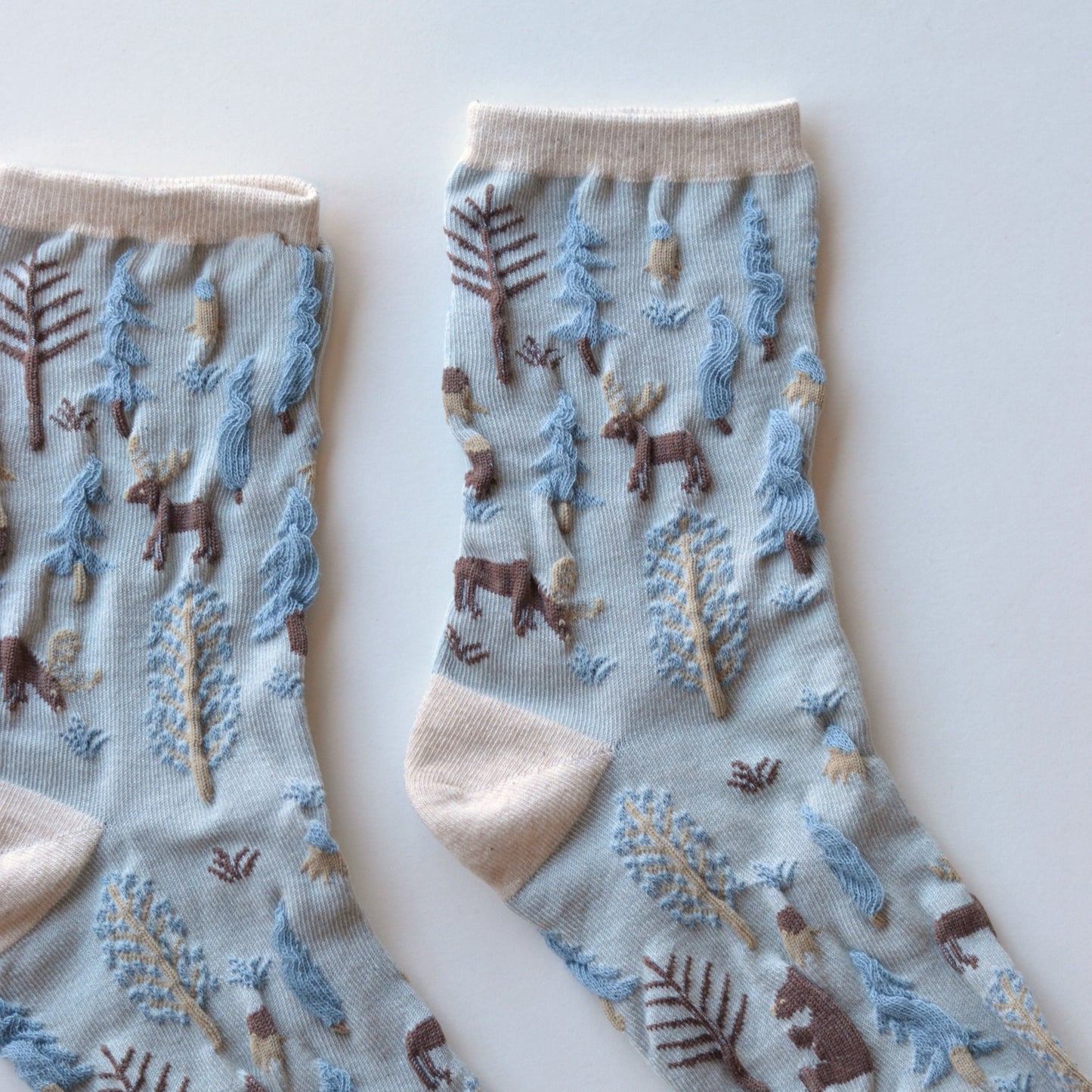Tiepology | Winter Forest Sock, Oatmeal and Denim
