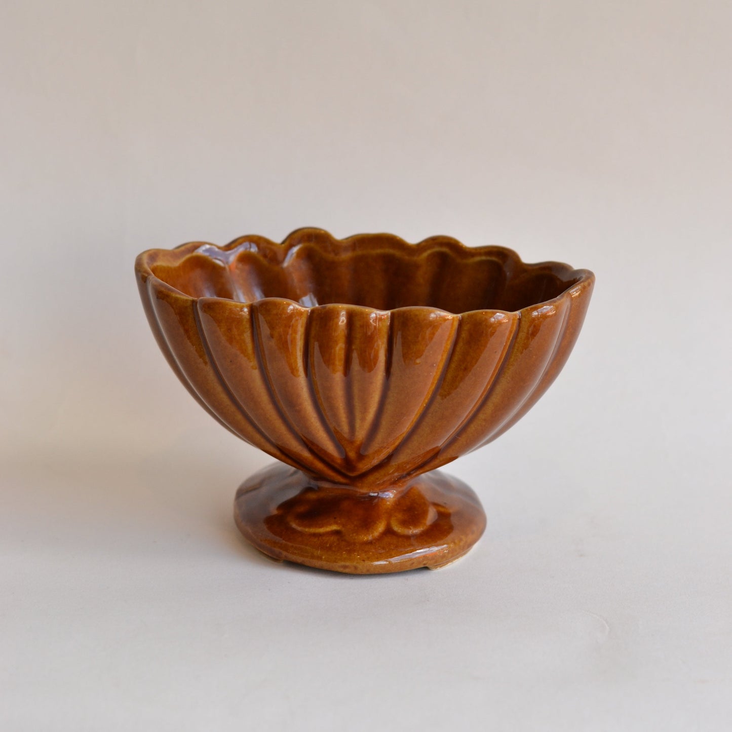 Vintage Brown Footed Vase