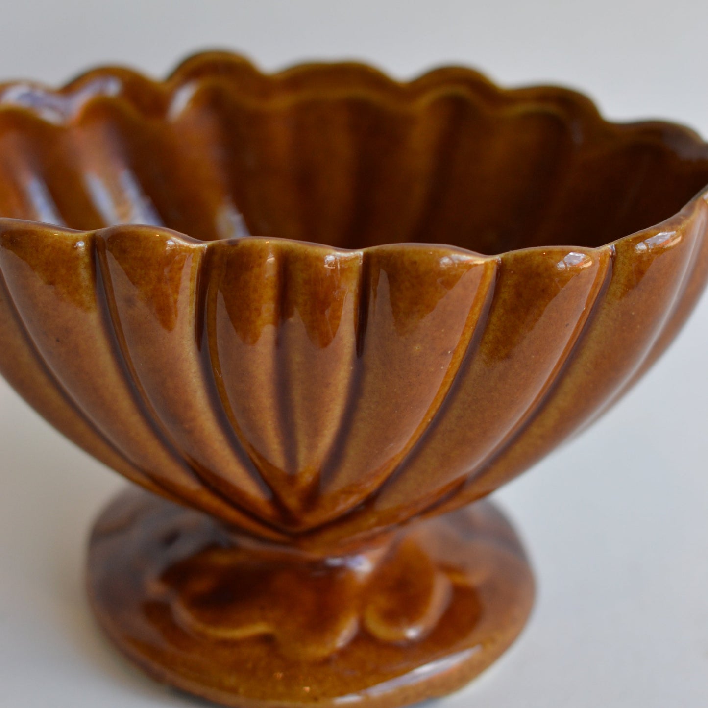 Vintage Brown Footed Vase
