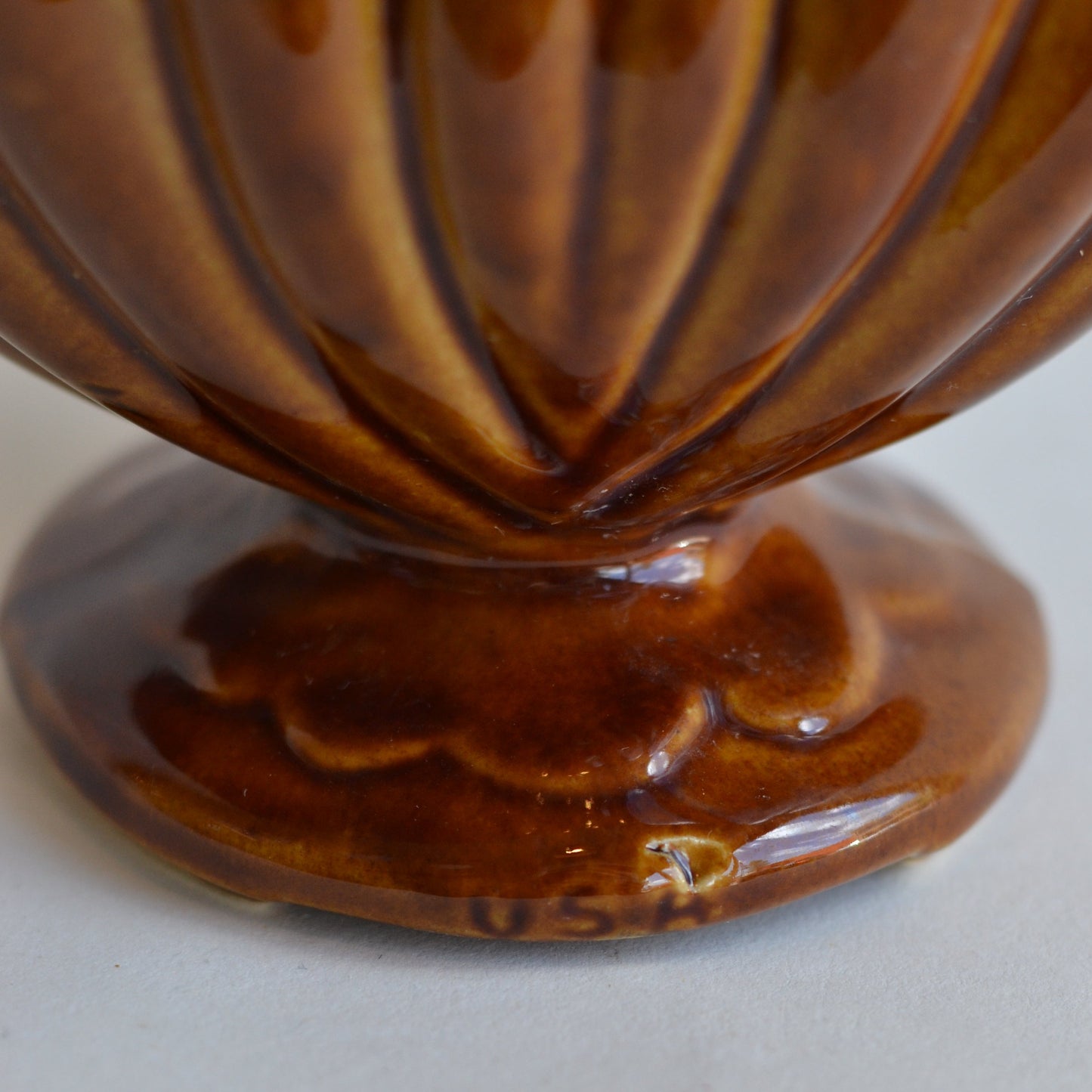 Vintage Brown Footed Vase