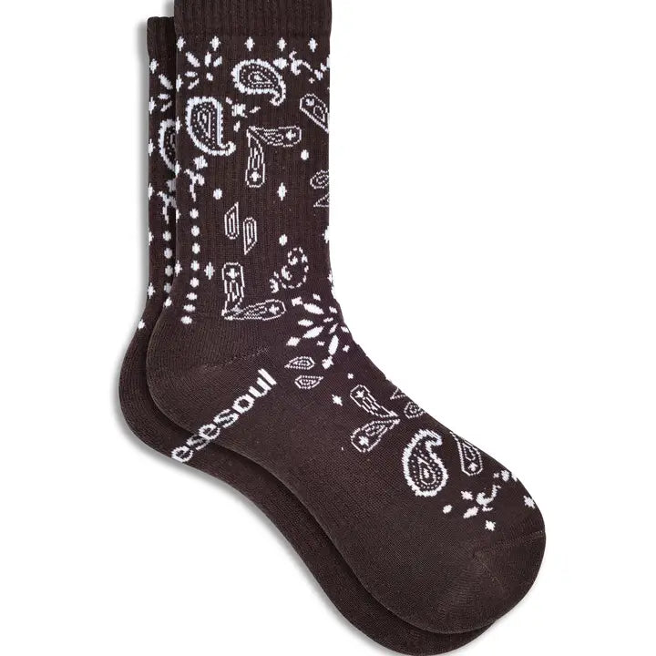 Doublesoul | Bandana Crew Socks, Burnt Brown