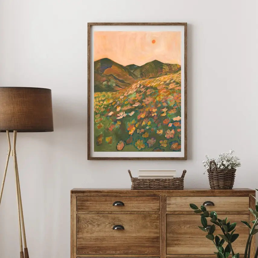 El Baker Art | Pastel California Poppy Flower Print, 8 X 10