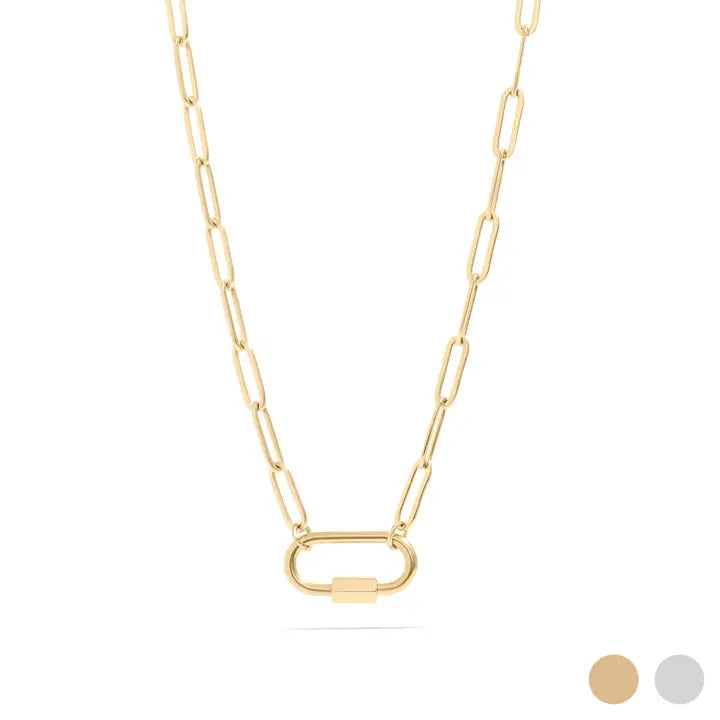Dune Chain | Paperclip Carabiner Charm Holder Necklace, 16"