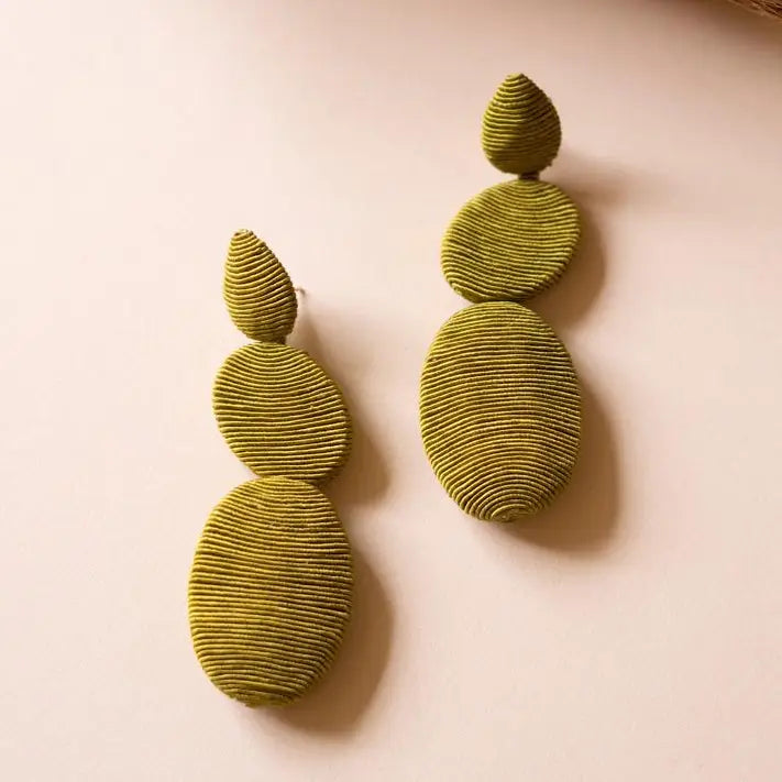 Dune Earrings | Fabric Wrapped Chartreuse Drop Earrings