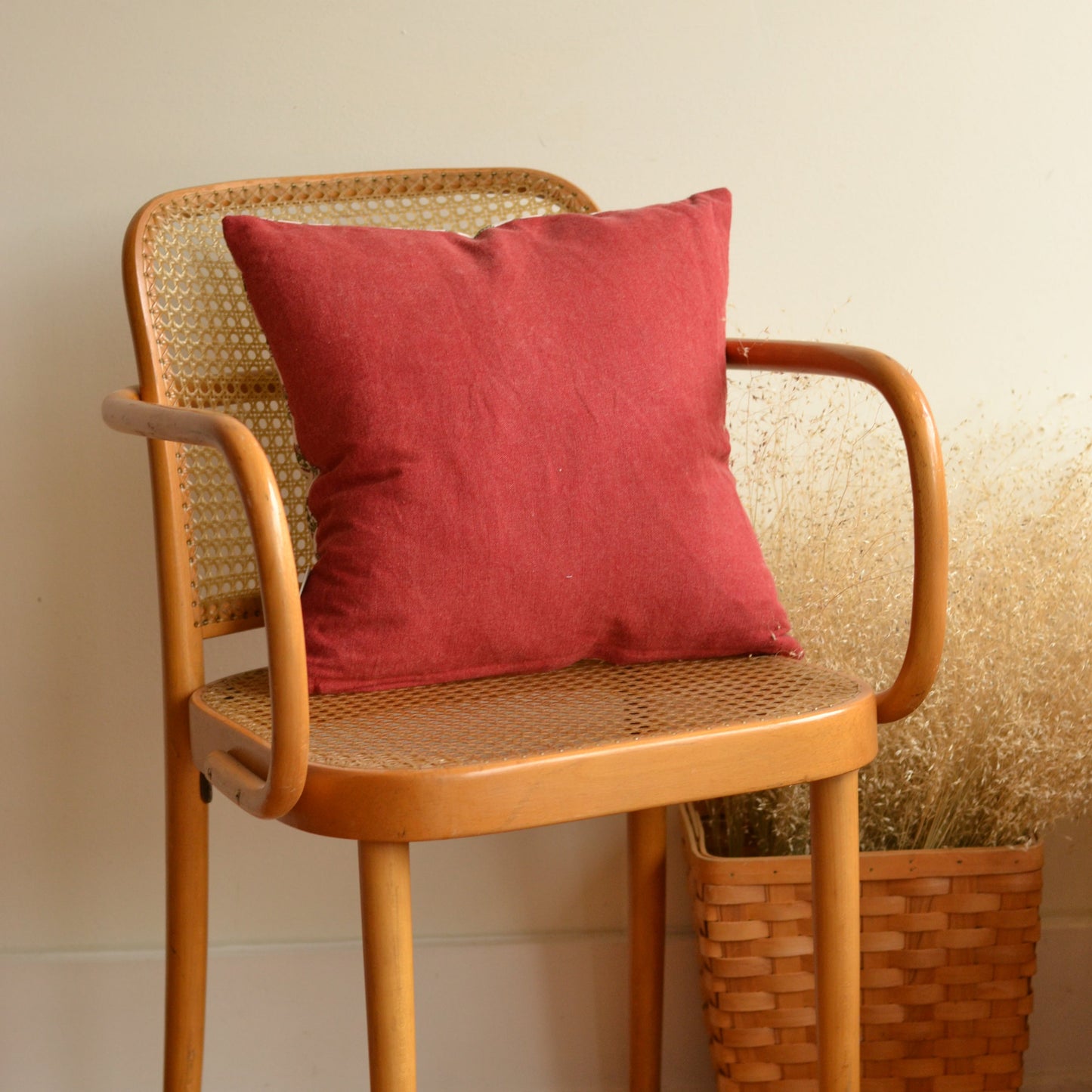 Kathy | Red Floral Block Print Pillow