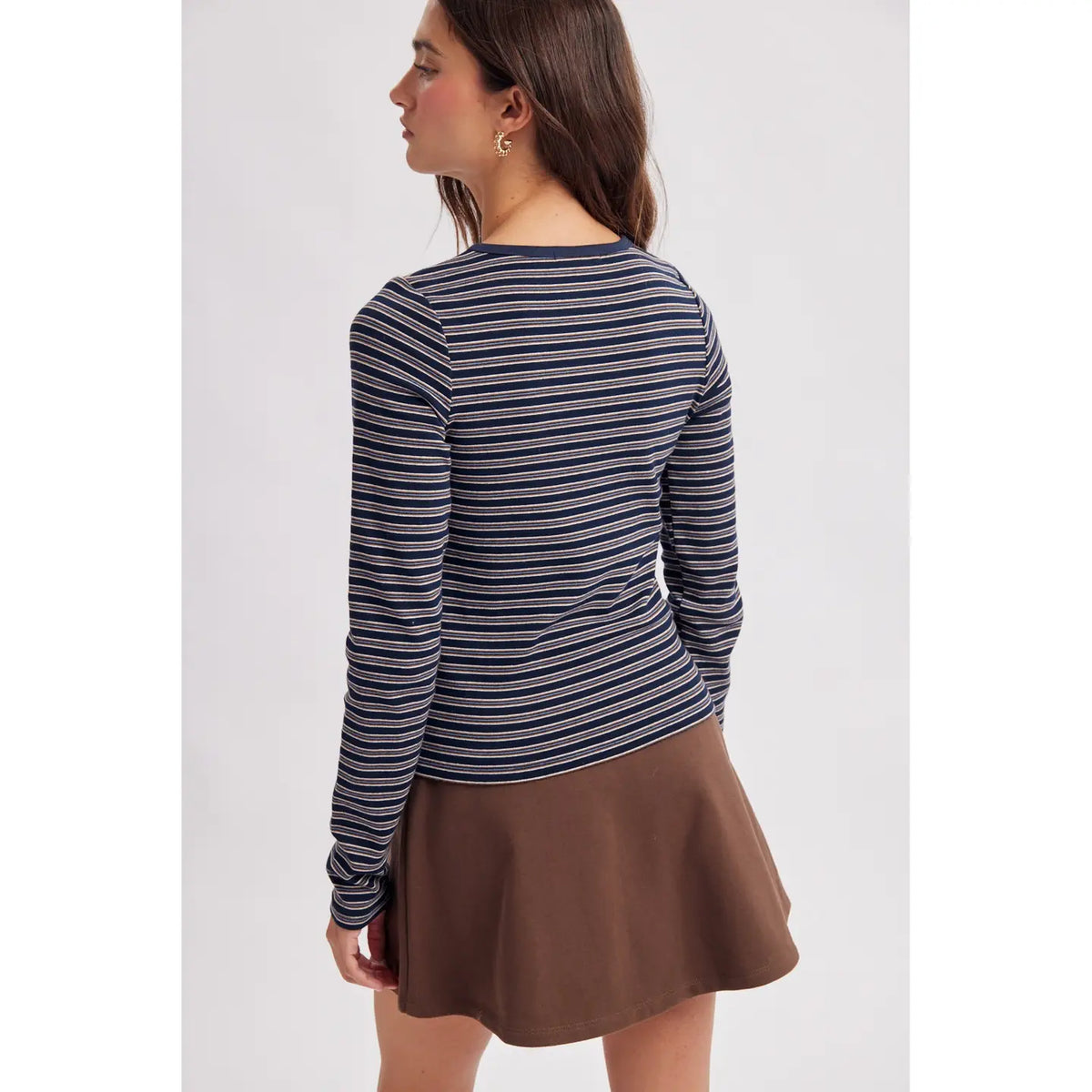 Striped Crew Neck Long Sleeved Top
