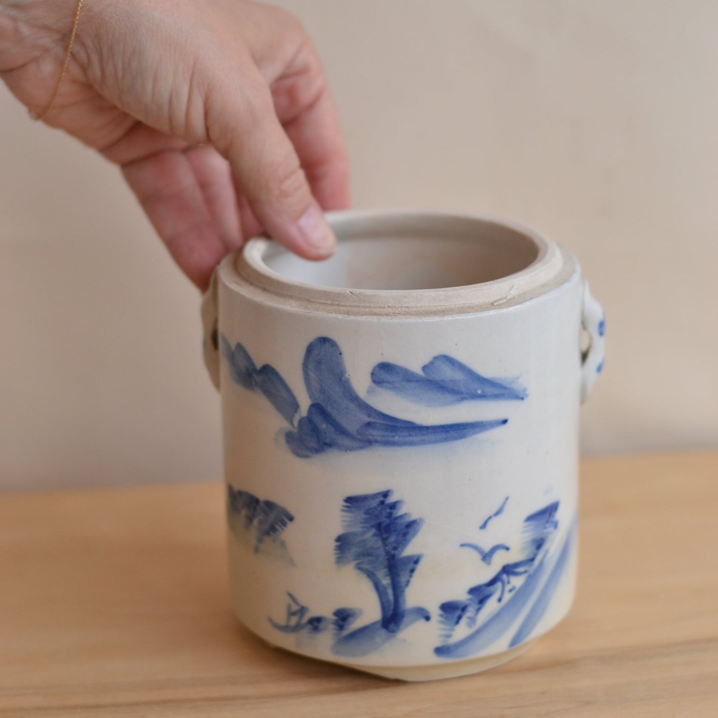 Country Crock with Abstract Painting