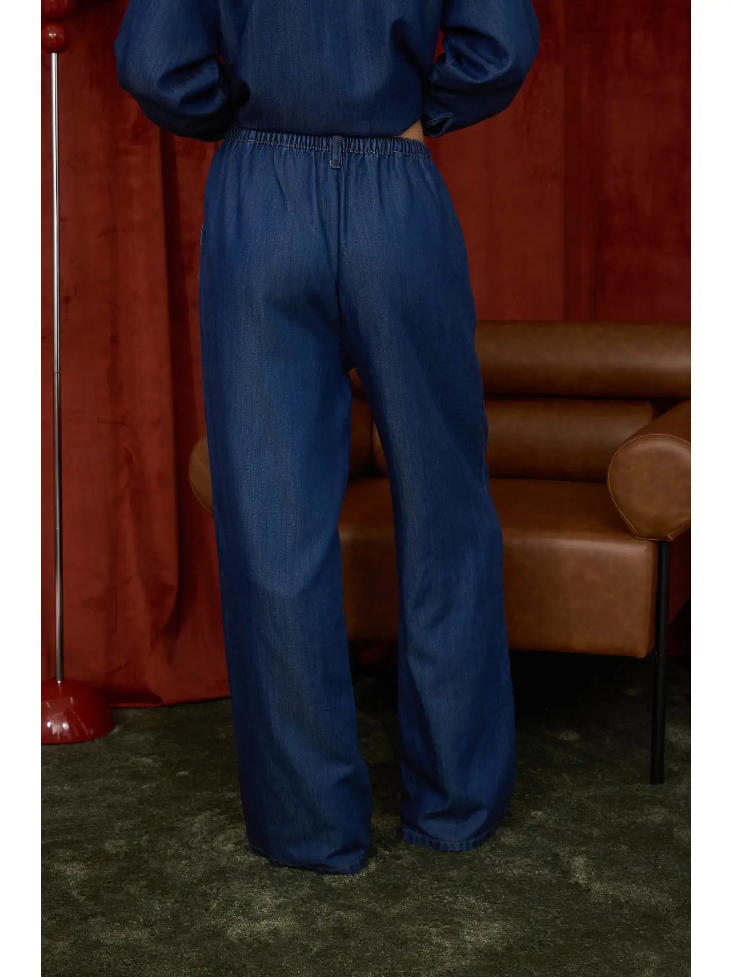 Front Seam Drawstring Denim Pants