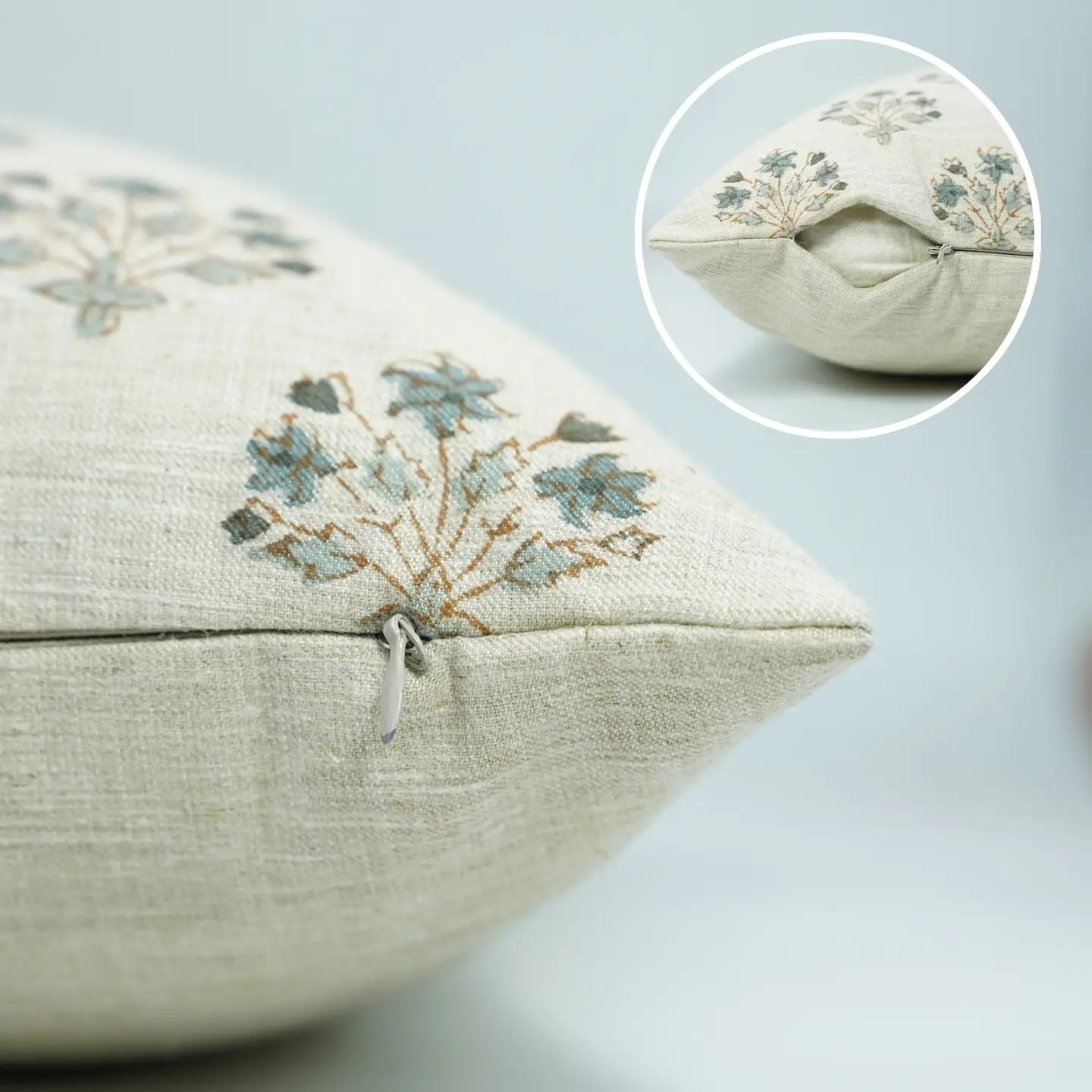 Dune Pillows | Artistic Block Print Pillow, Diwali Flower Pattern, 16”