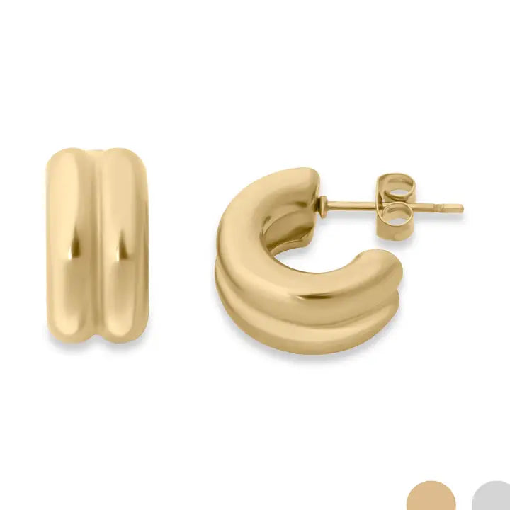 Dune Hoops | Gold Stainless Steel Double Hoop Stud Earring