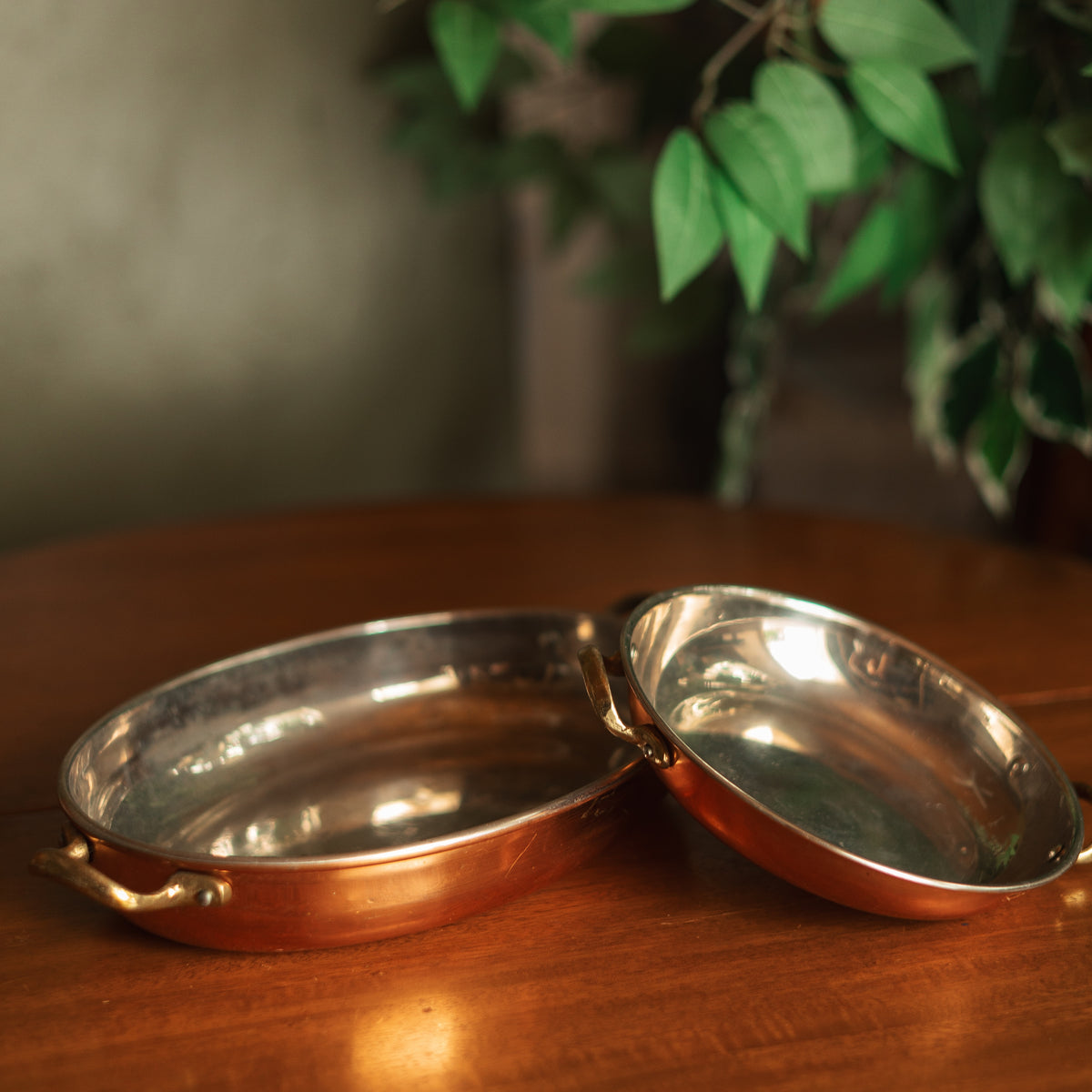 Oval Copper and Stainless Steel Lined Roasting Pan Set