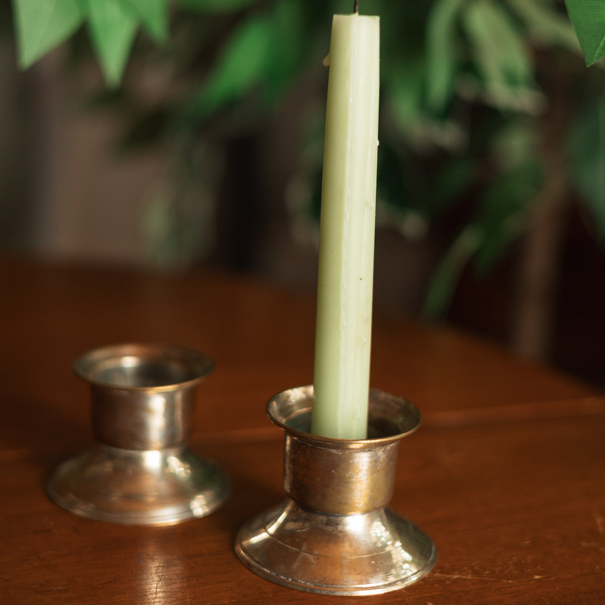 Vintage Silver Plated Low Profile Candlestick Holders, Pair