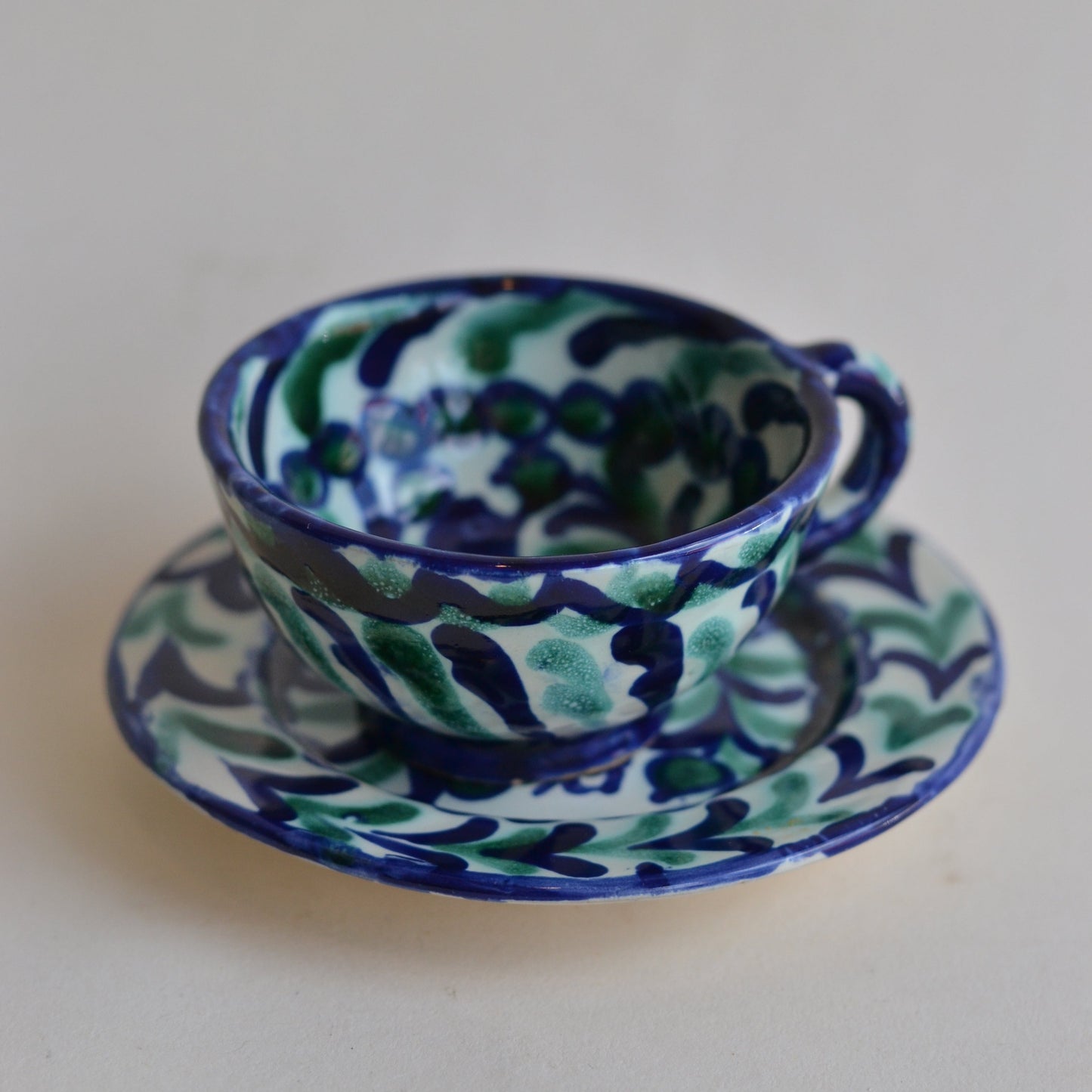Blue and Green Cup and Saucer