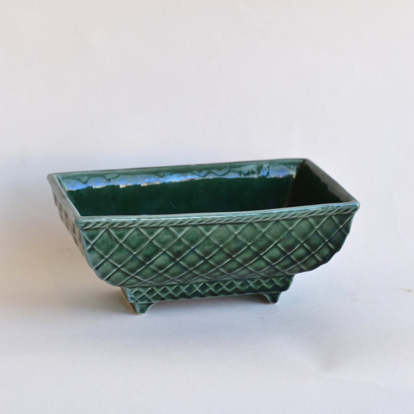 Green Rectangular Planter, Footed