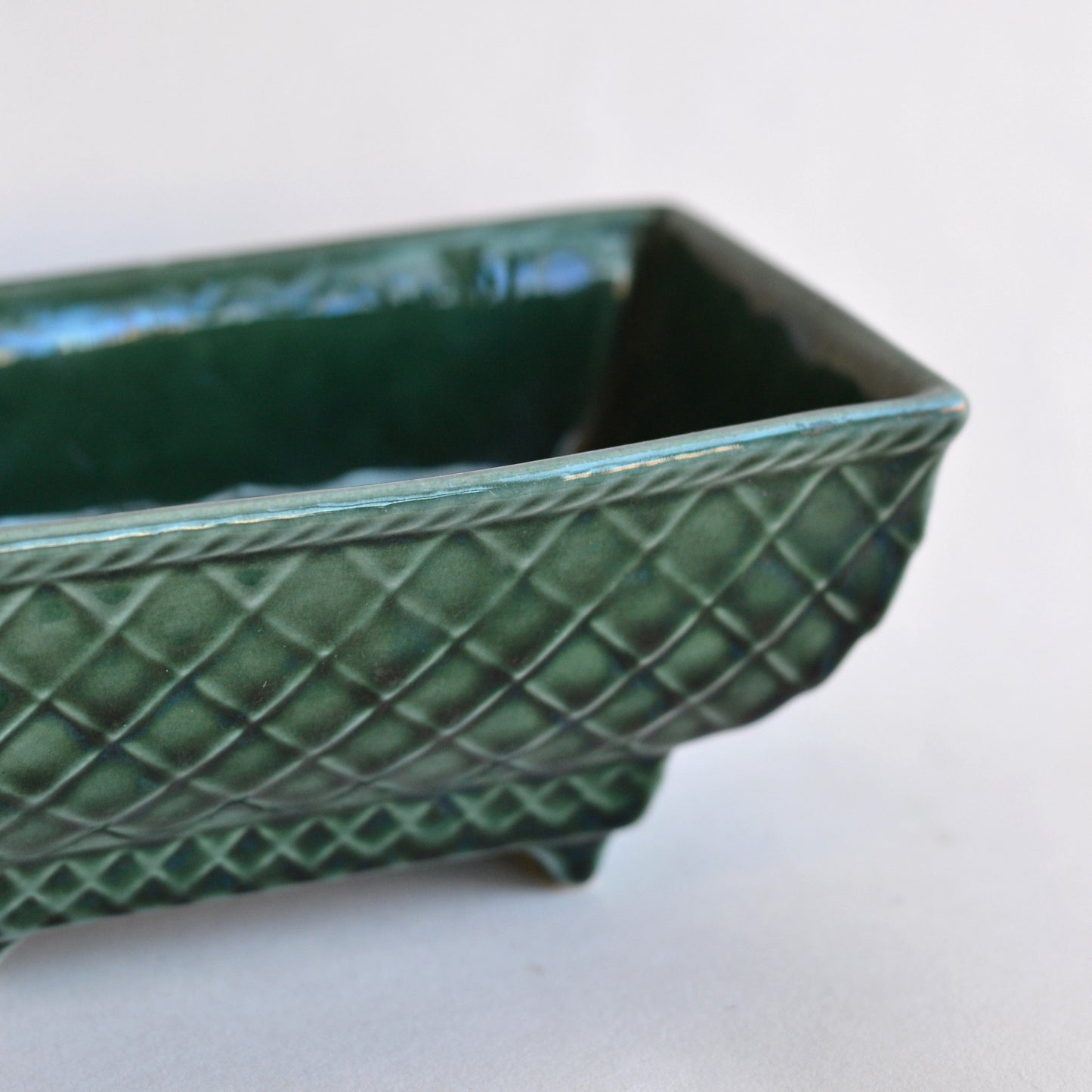 Green Rectangular Planter, Footed