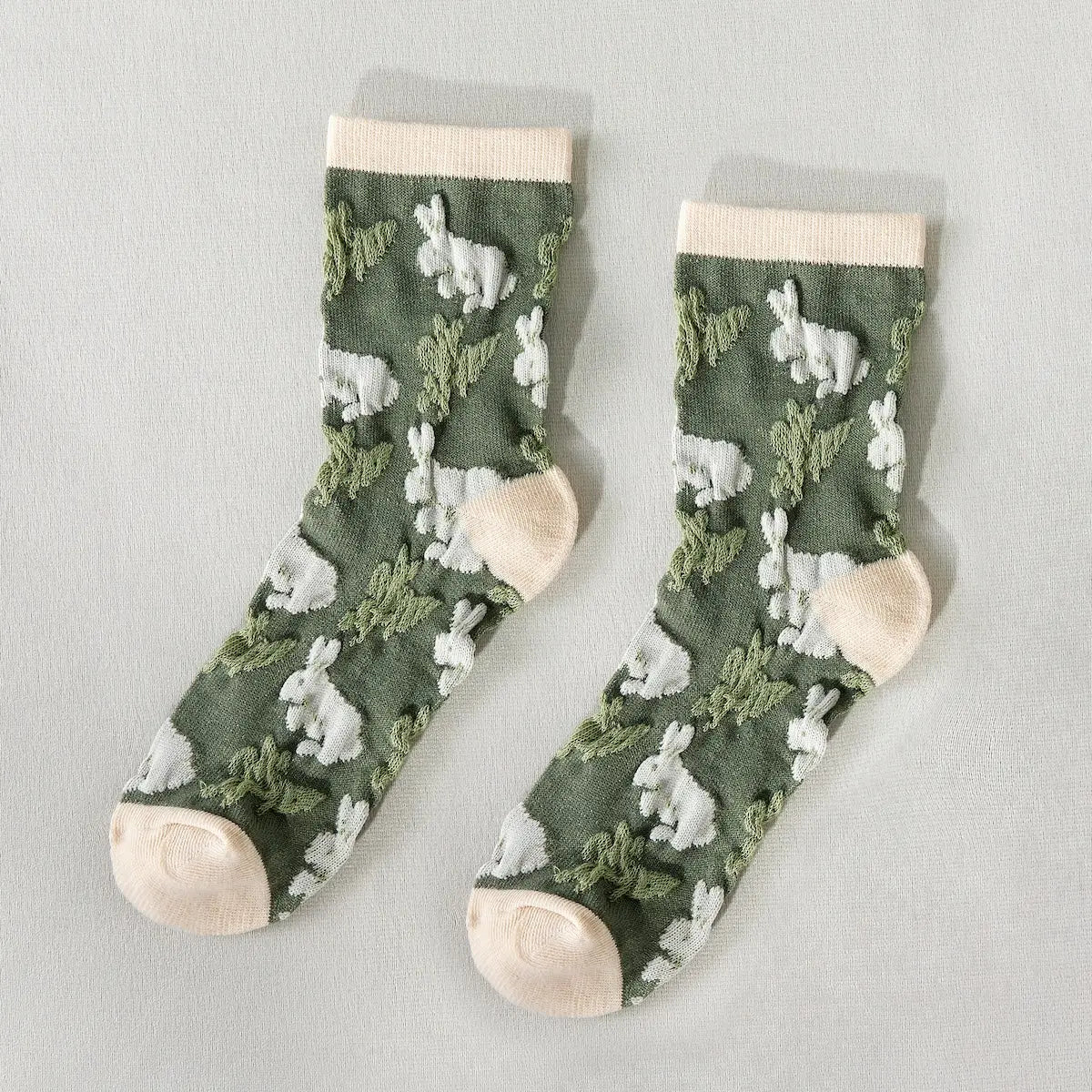 Dune Socks | Retro Bunny Embossed Sock, Green