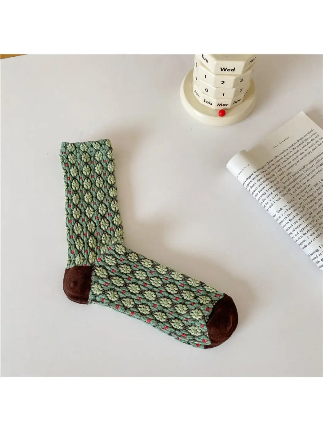 Dune Socks | Green Cluster Bloom Patterned Socks