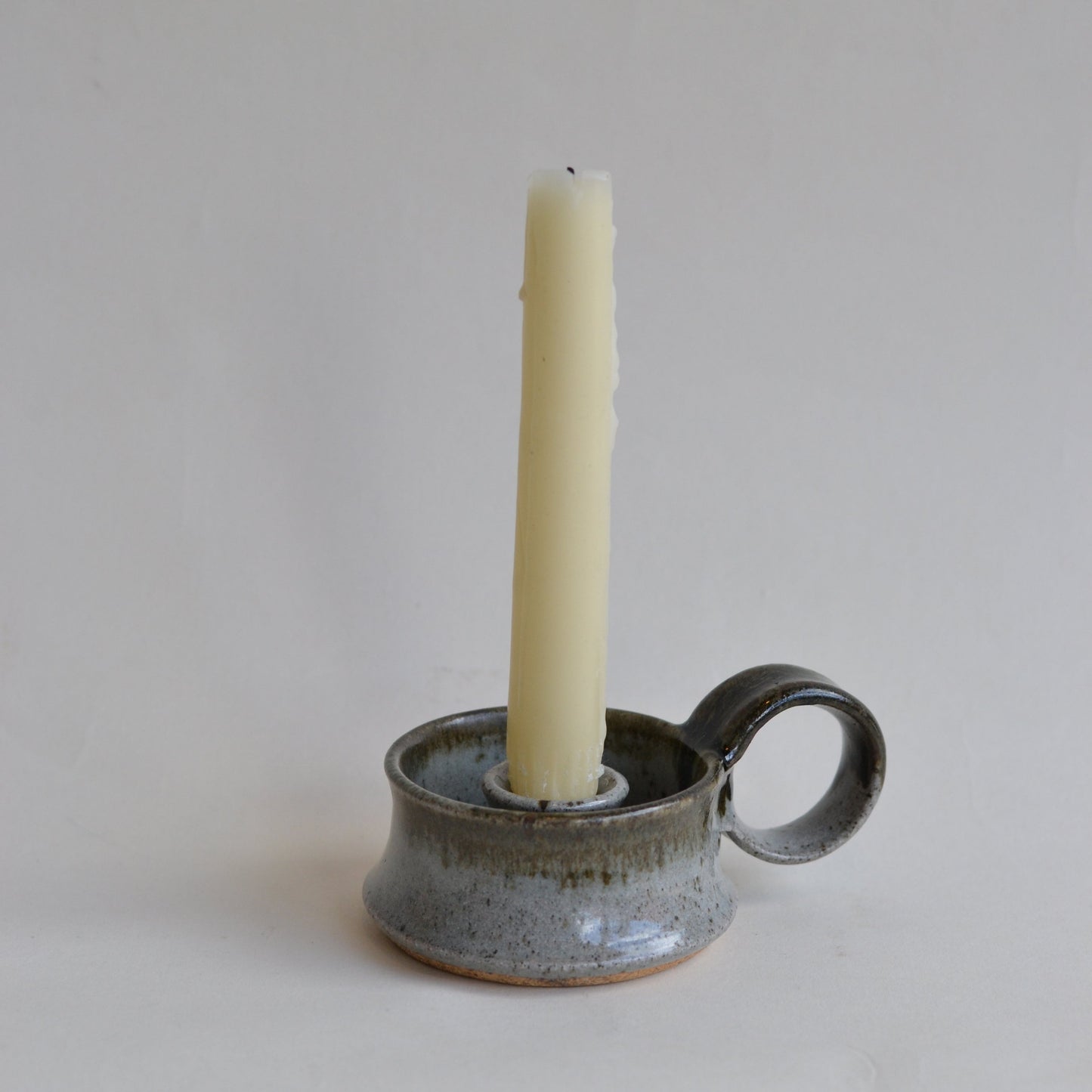 Ceramic Taper Candle Holder, Grey