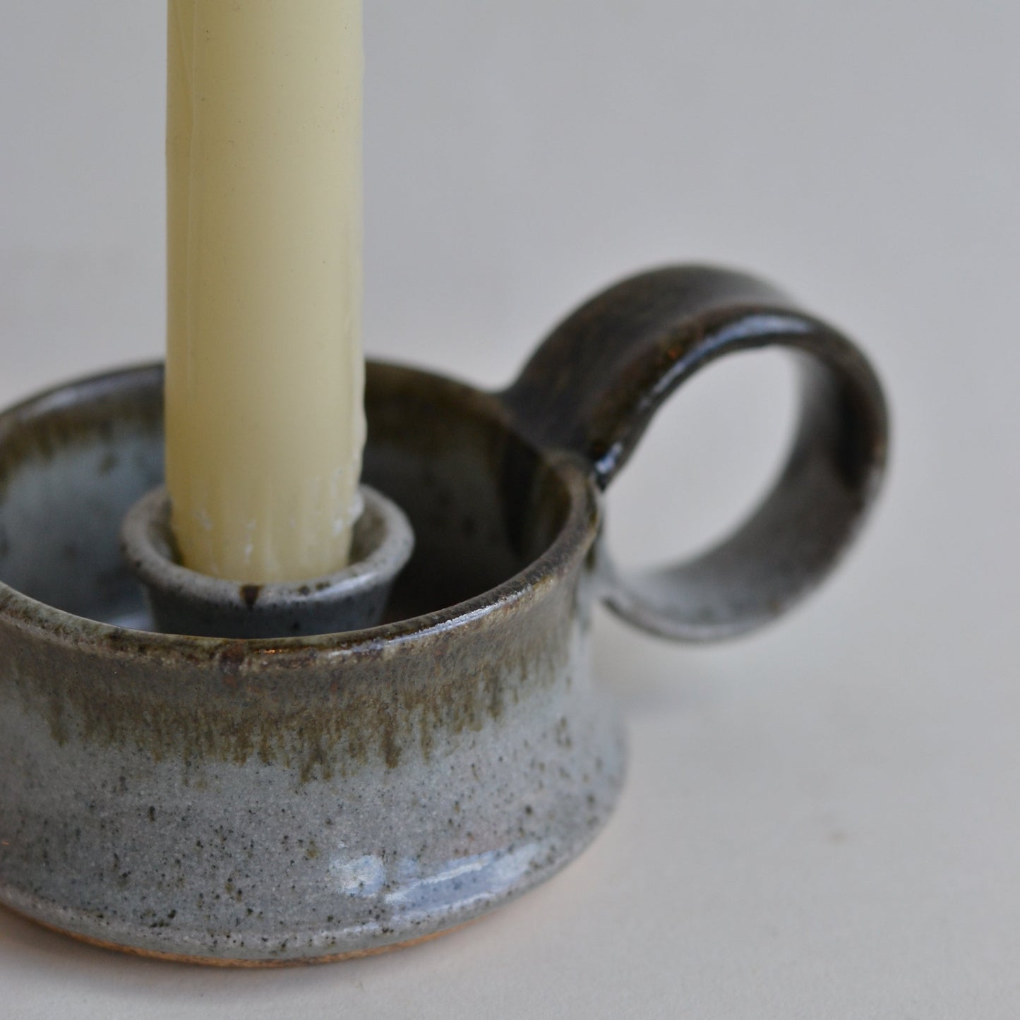Ceramic Taper Candle Holder, Grey
