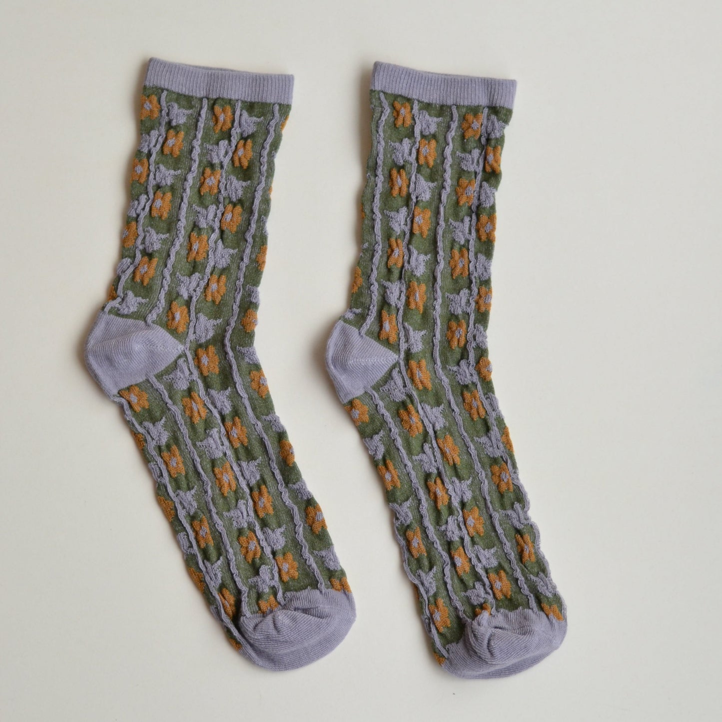 Fall Socks | Grey with Green and Orange Floral