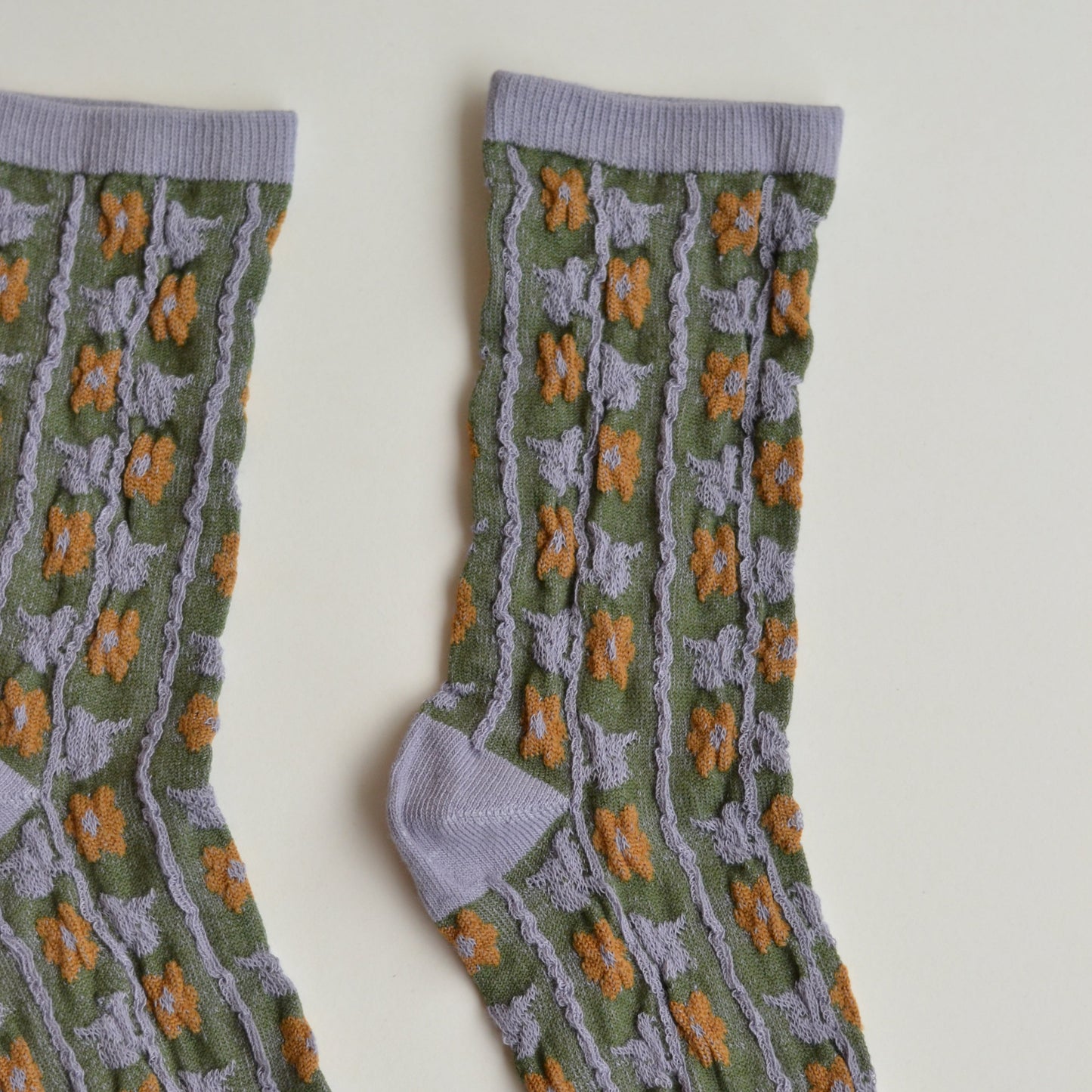 Fall Socks | Grey with Green and Orange Floral