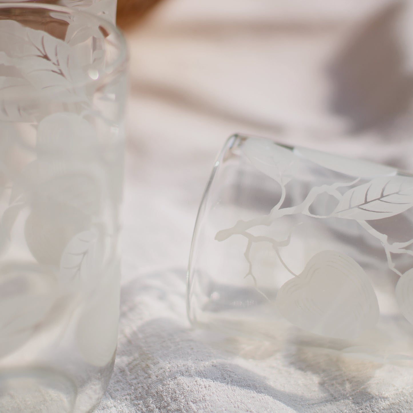 Fruit Etched Tumbler Glasses, Set of 4