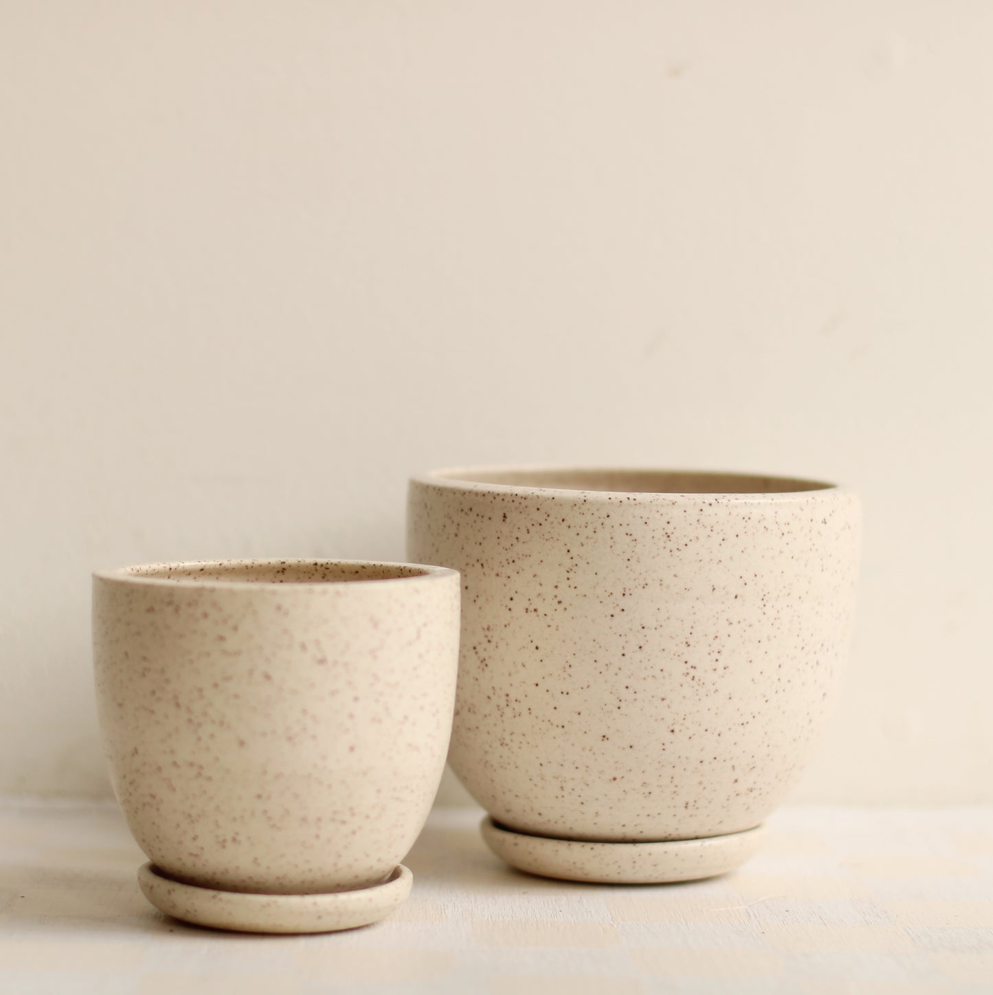 Little Fire Ceramics | Classic Tabletop Planter in Speckled Clay, Cream