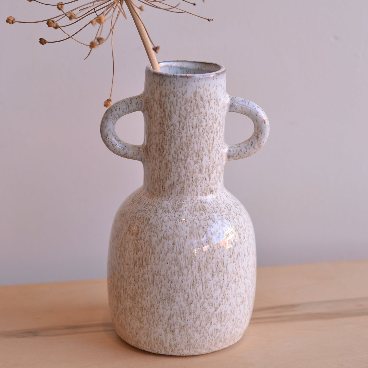 Dune Vases | Speckled White Vase with Large Handles