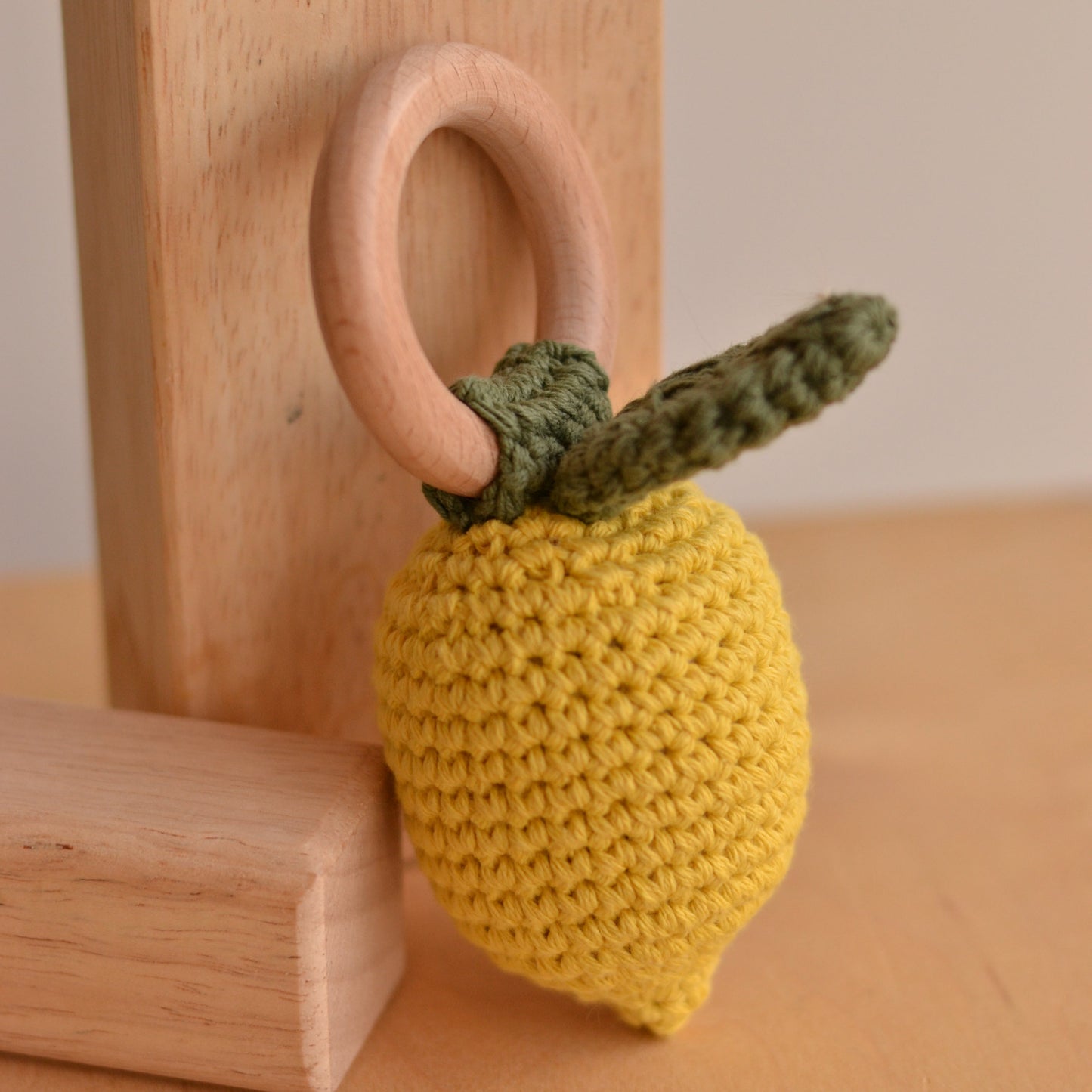 D & C Toys | Crochet Rattle Toy, Lemon