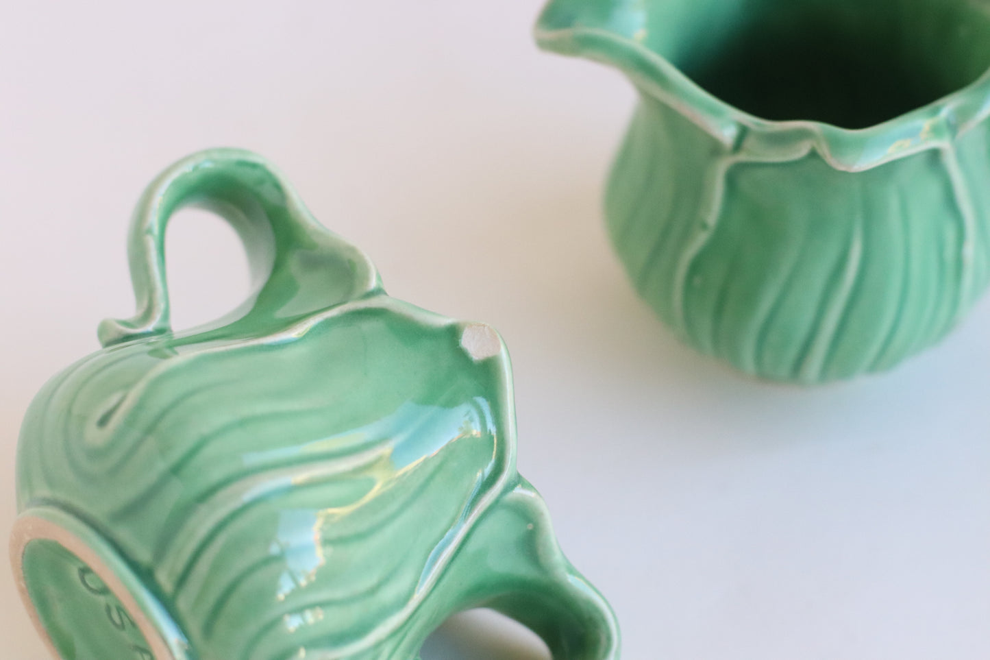 Green Lettuce Cream and Sugar Set