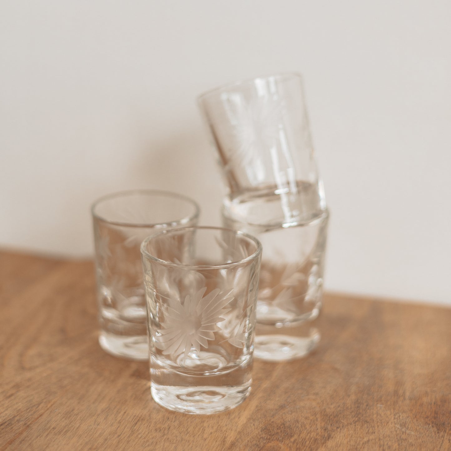 Heavy Bottomed Etched Sippers, set of 4