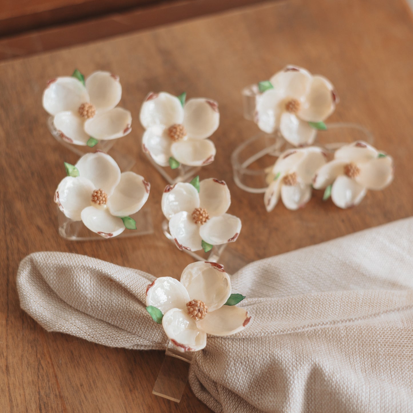 Magnolia Plastic Napkin Rings, Set of 8