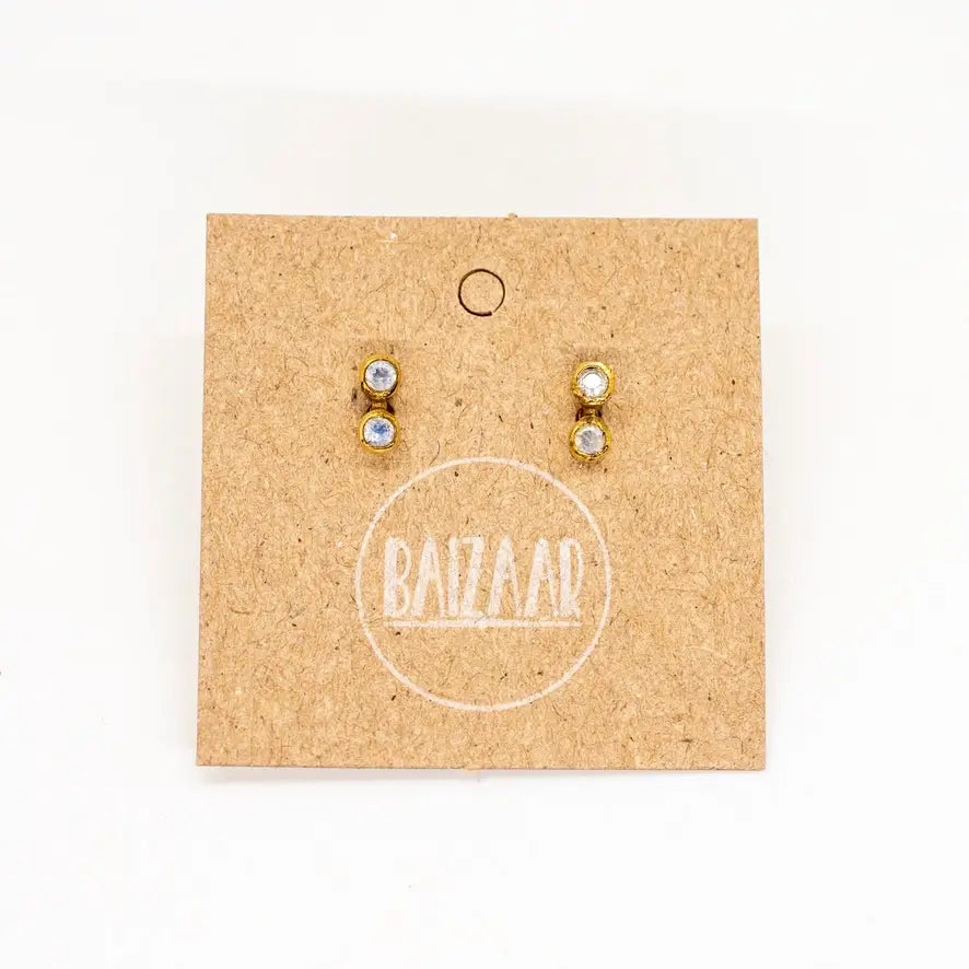 Baizaar | Tiny Moonstone Brass Stud