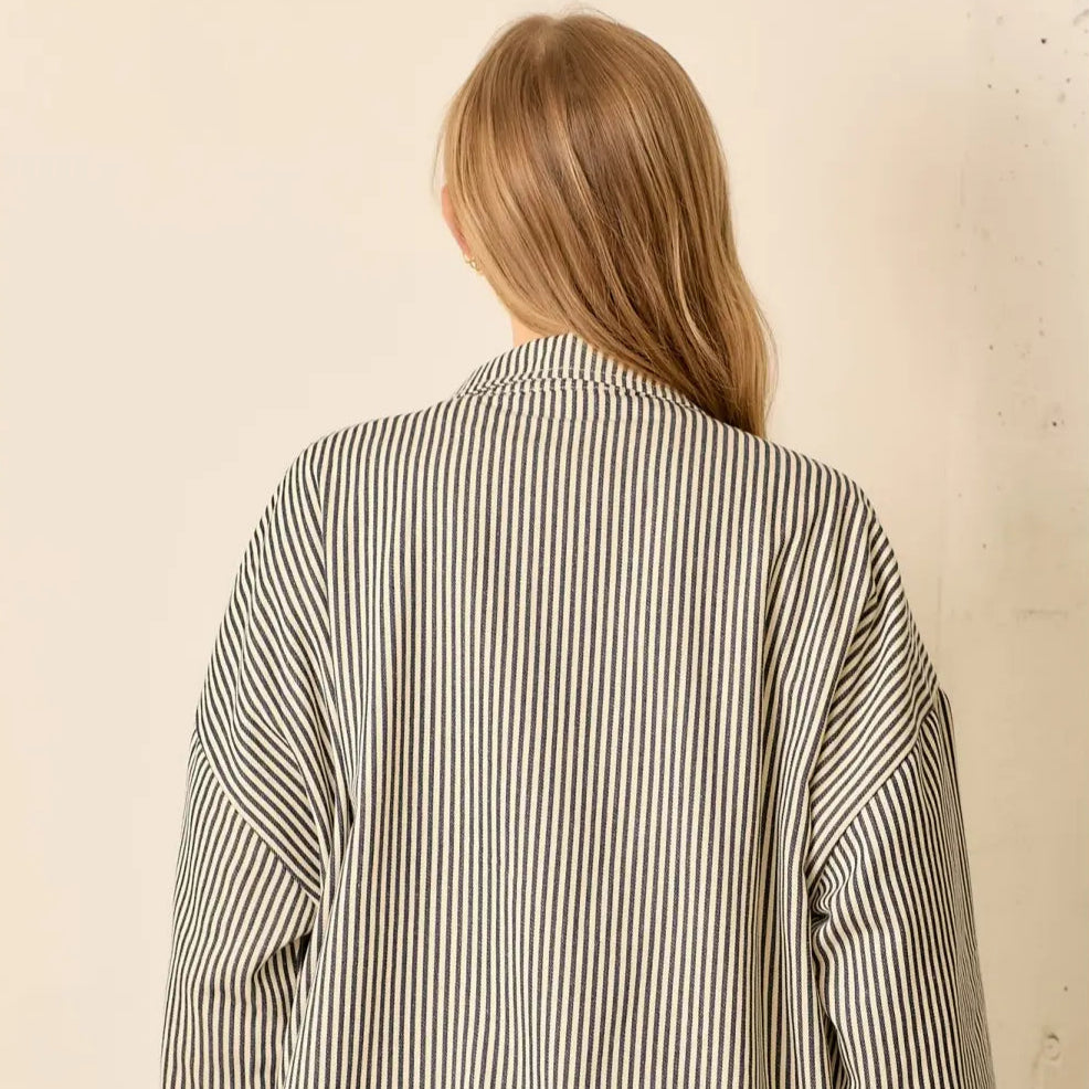 Wellmade USA | Pinstripe Collar Jacket, Navy