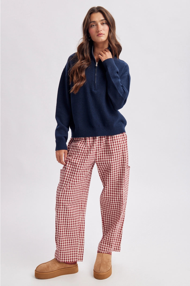 Half Zip Turtleneck Sweater, Navy