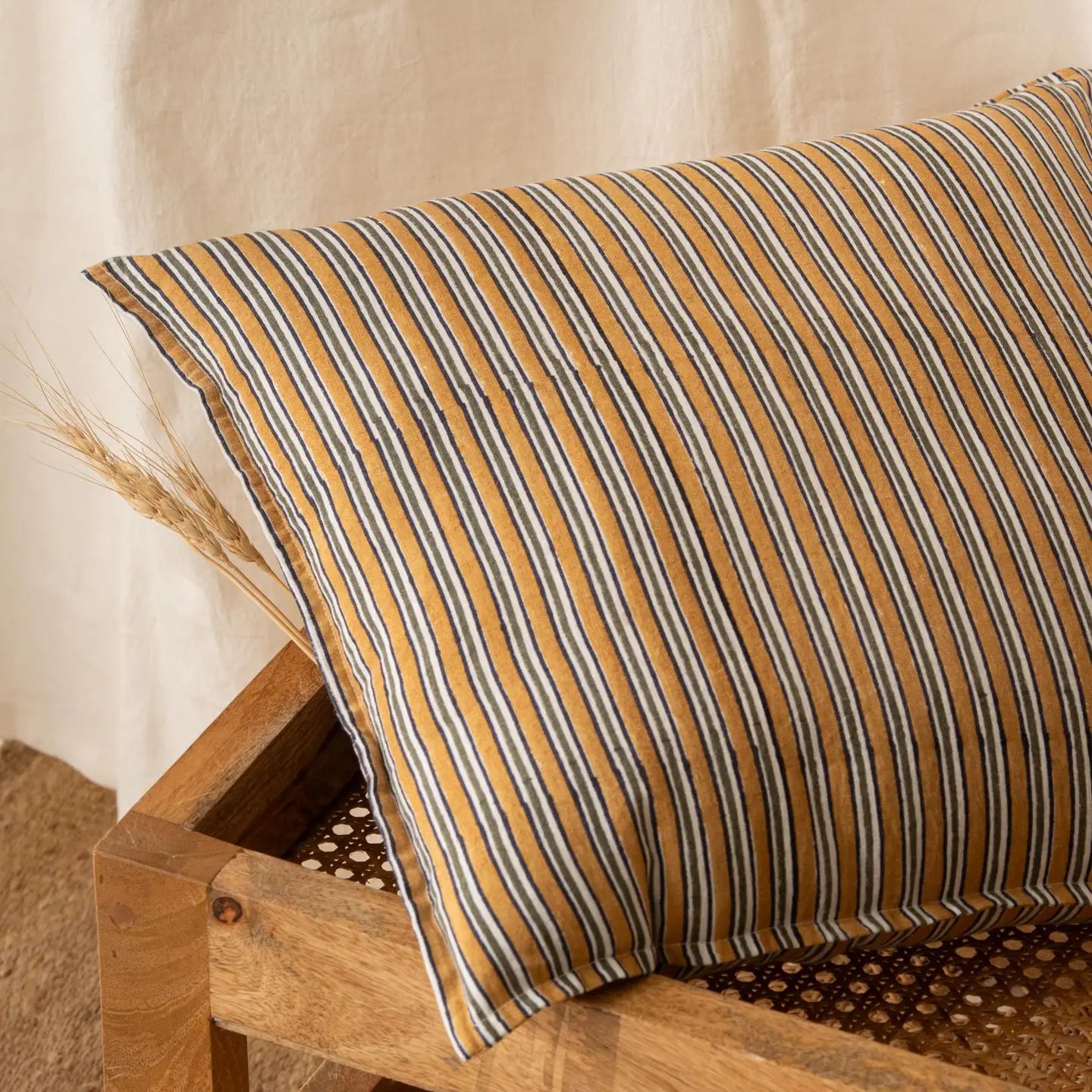 Dune Pillows | Block Print Nier Linen Pillow, 16"