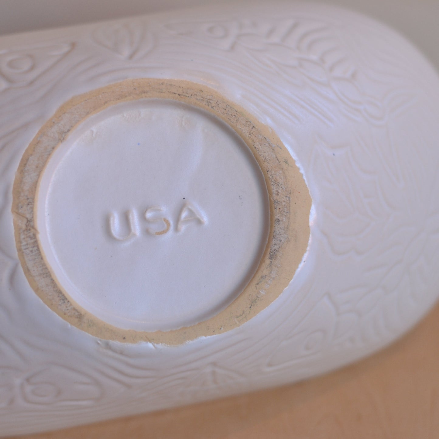 Matte White Oblong Embossed Bowl