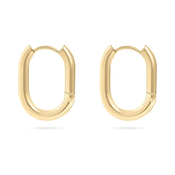 Dune Hoops | Gold Stainless Steel Oval Huggie Earrings