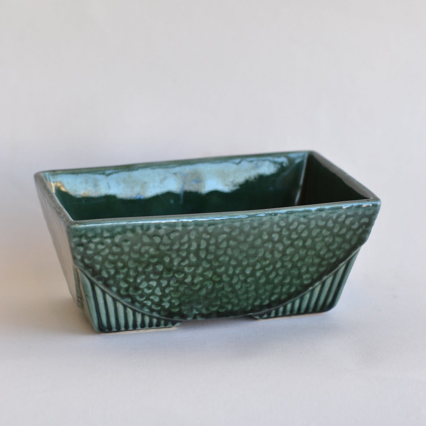 Green Rectangular Planter, Pebble Texture